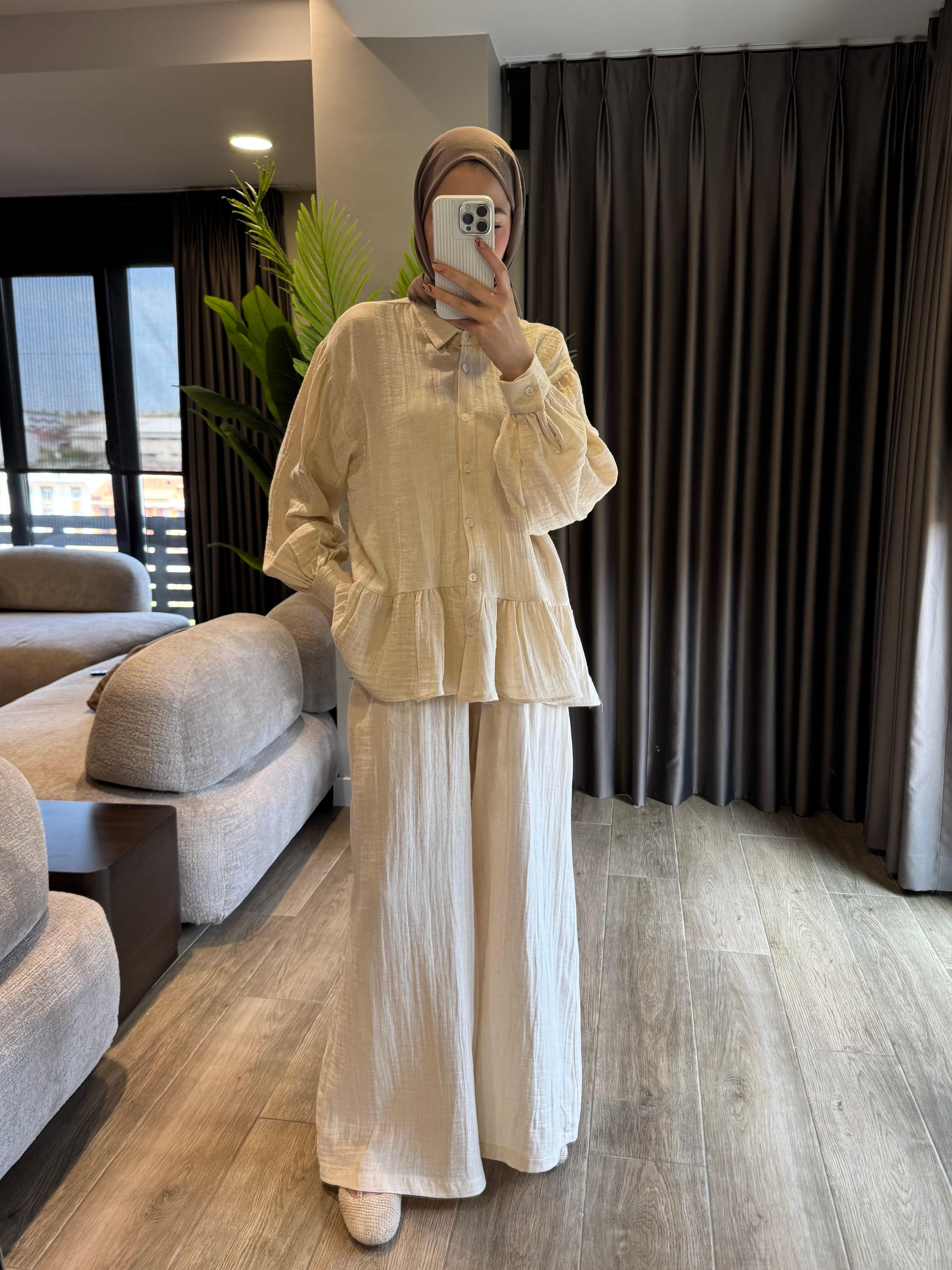 Lara müslin takım - naturel