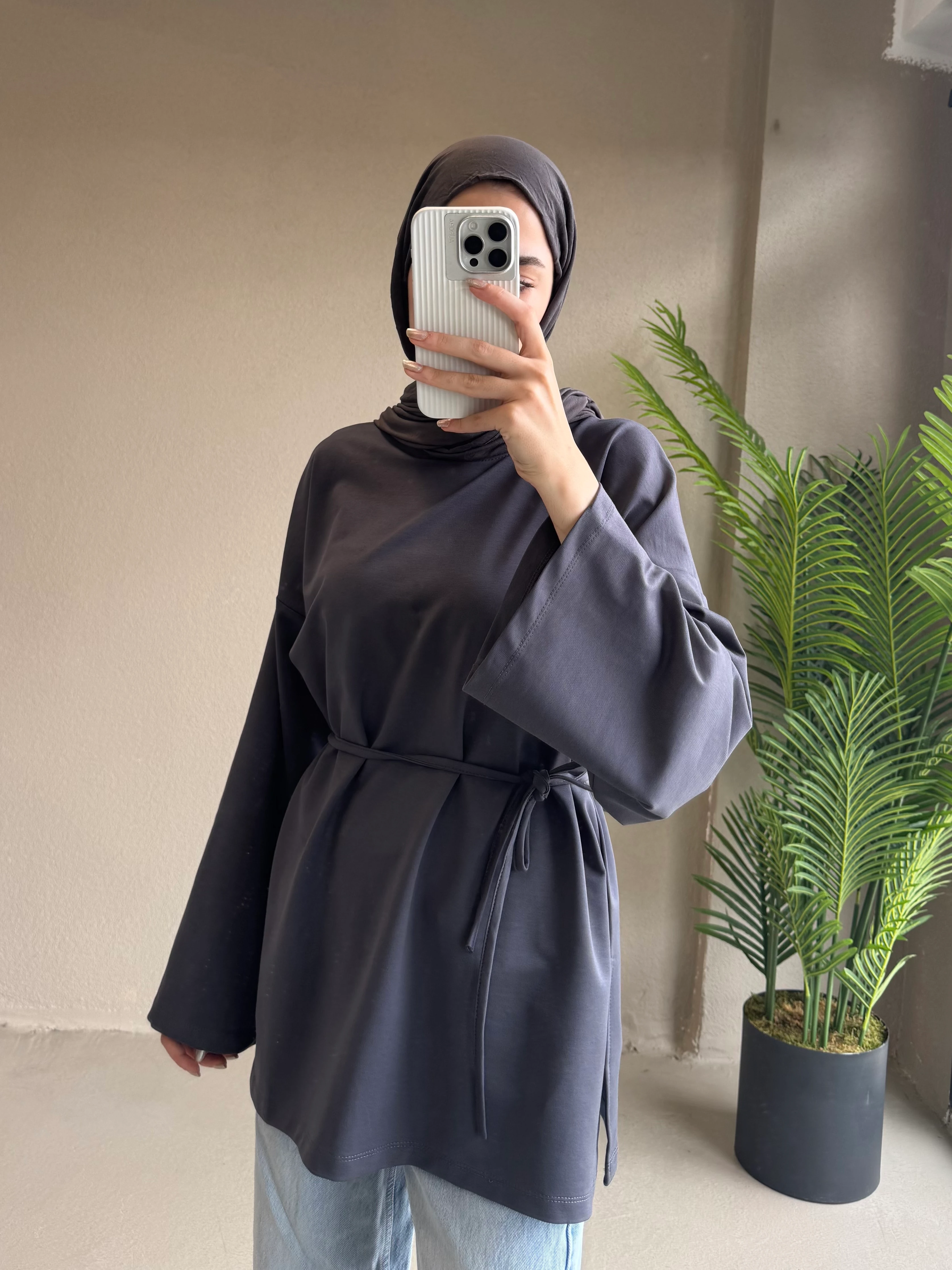 Yırtmaçlı sweat - antrasit