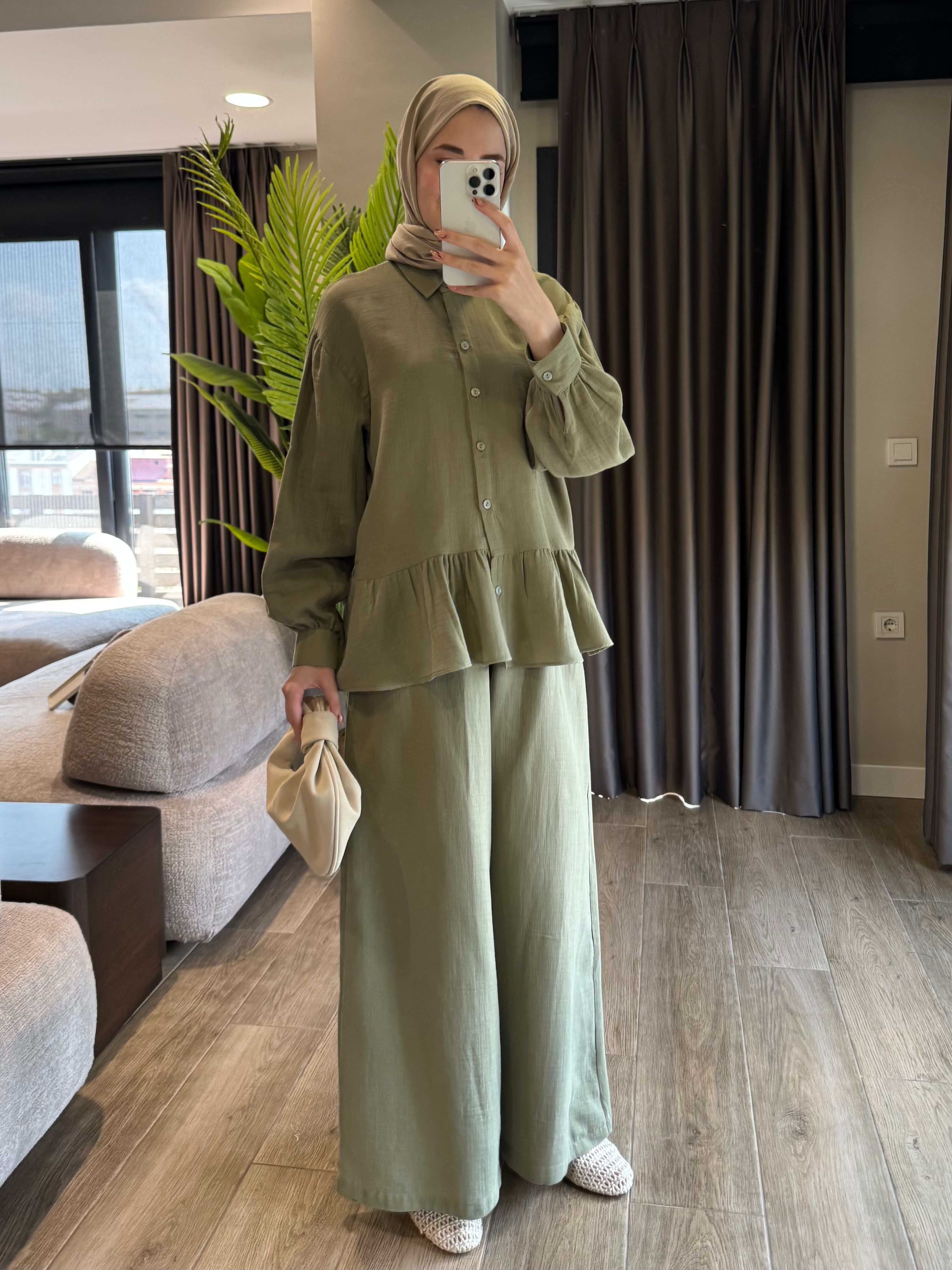 Lara müslin takım - haki