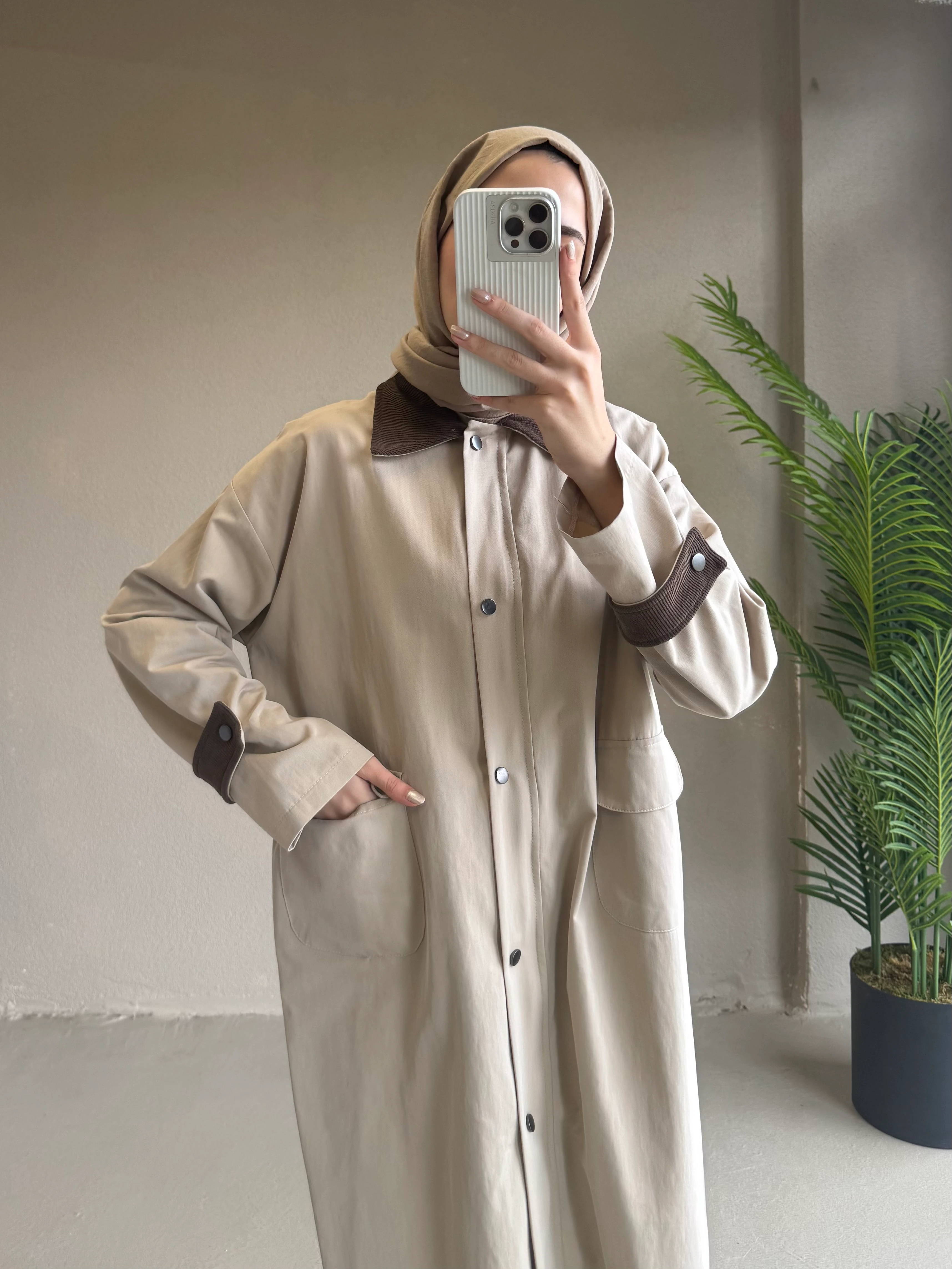 Kadife detay bloom trençkot