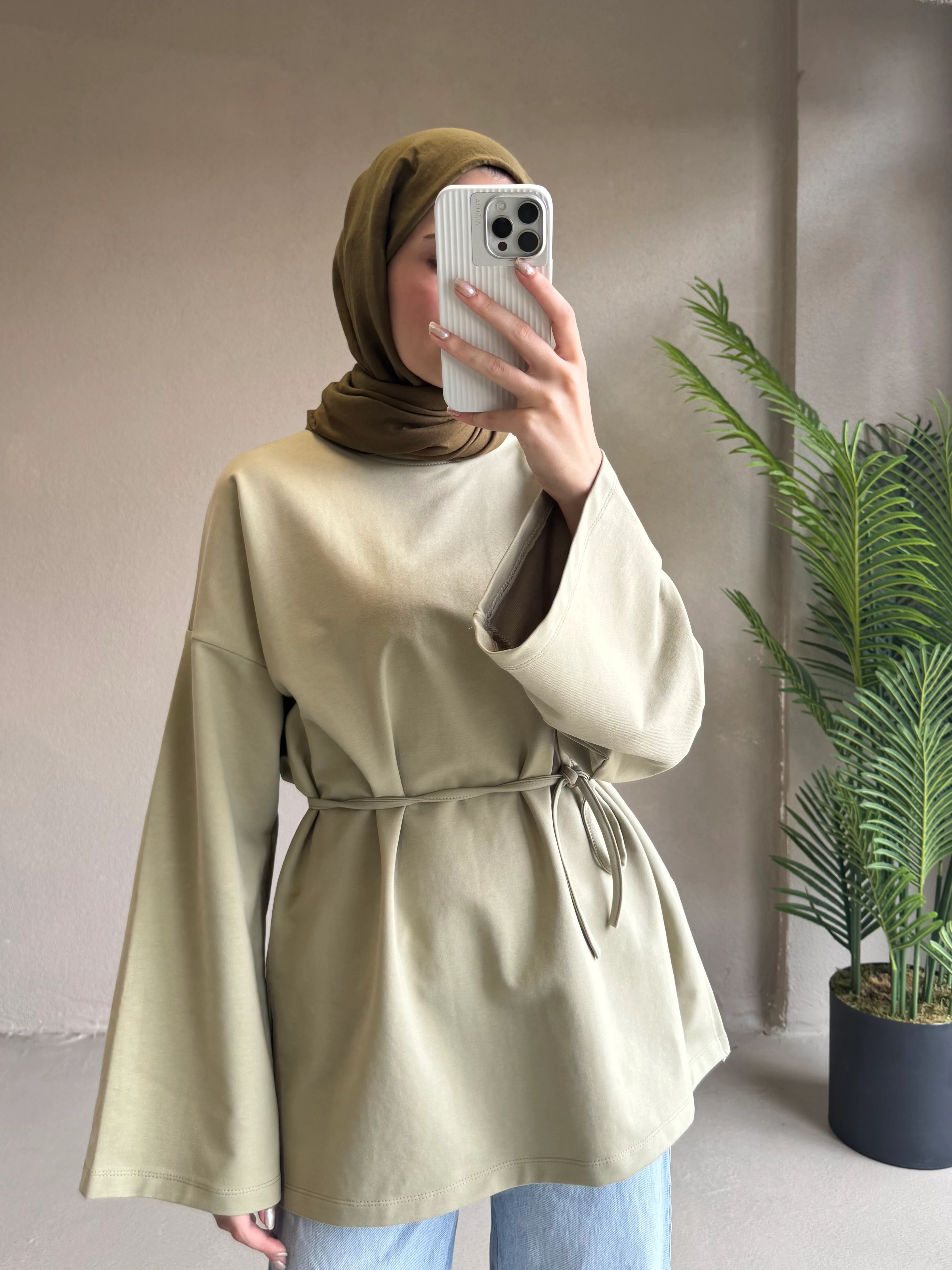 Yırtmaçlı sweat - yeşil