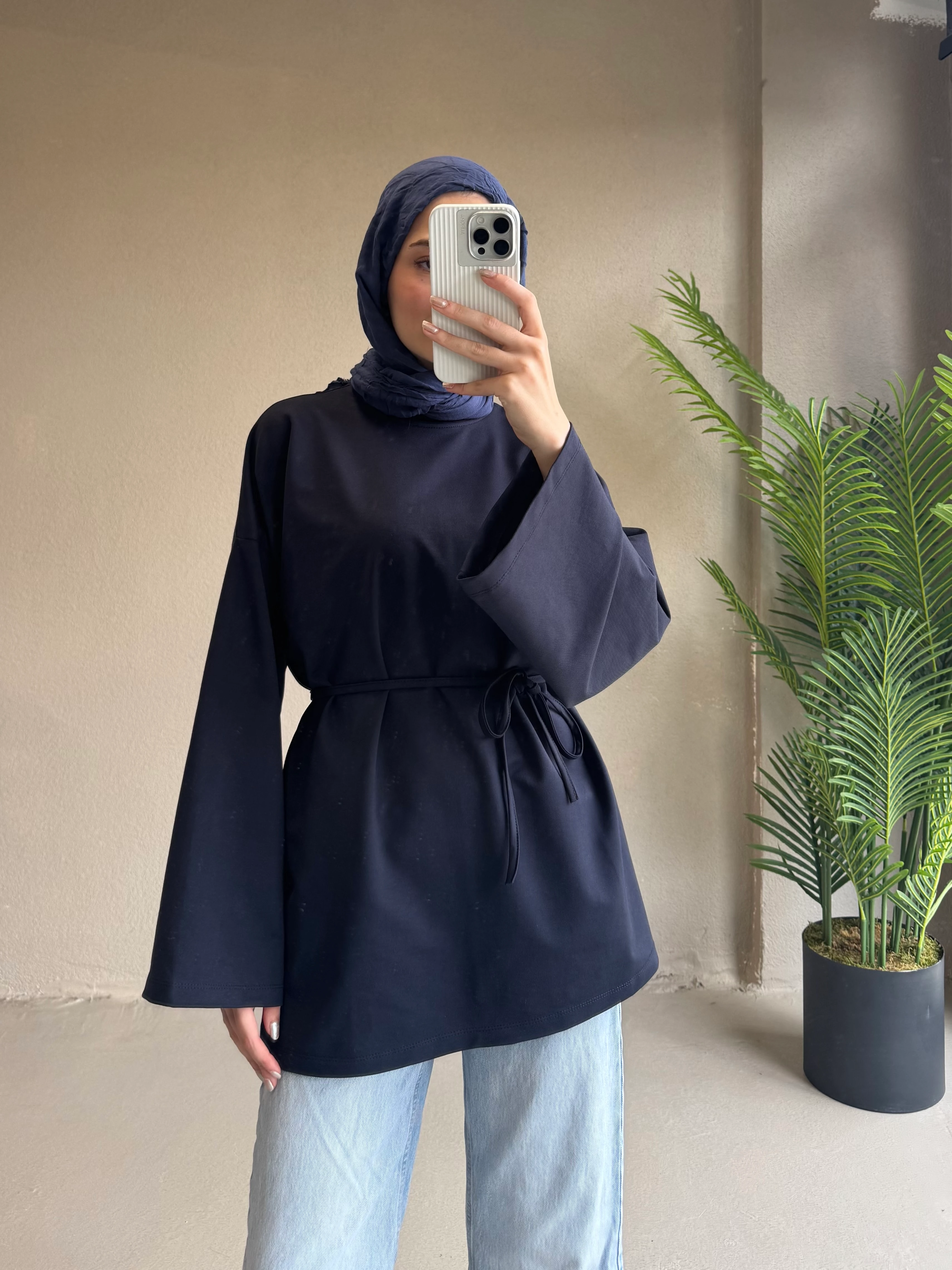 Yırtmaçlı sweat - lacivert