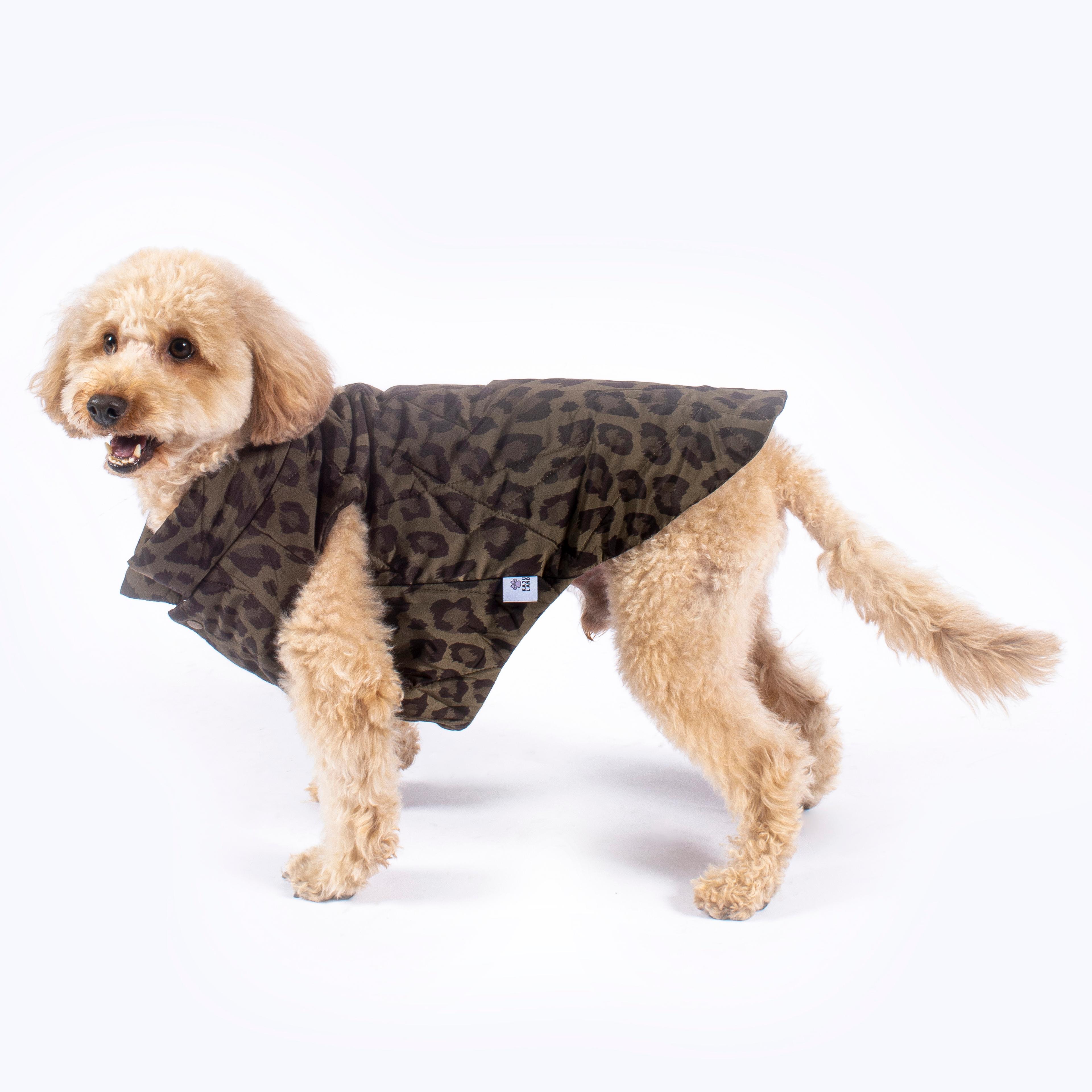 Nomad Leopard Quilted Dog Vest  - Khaki