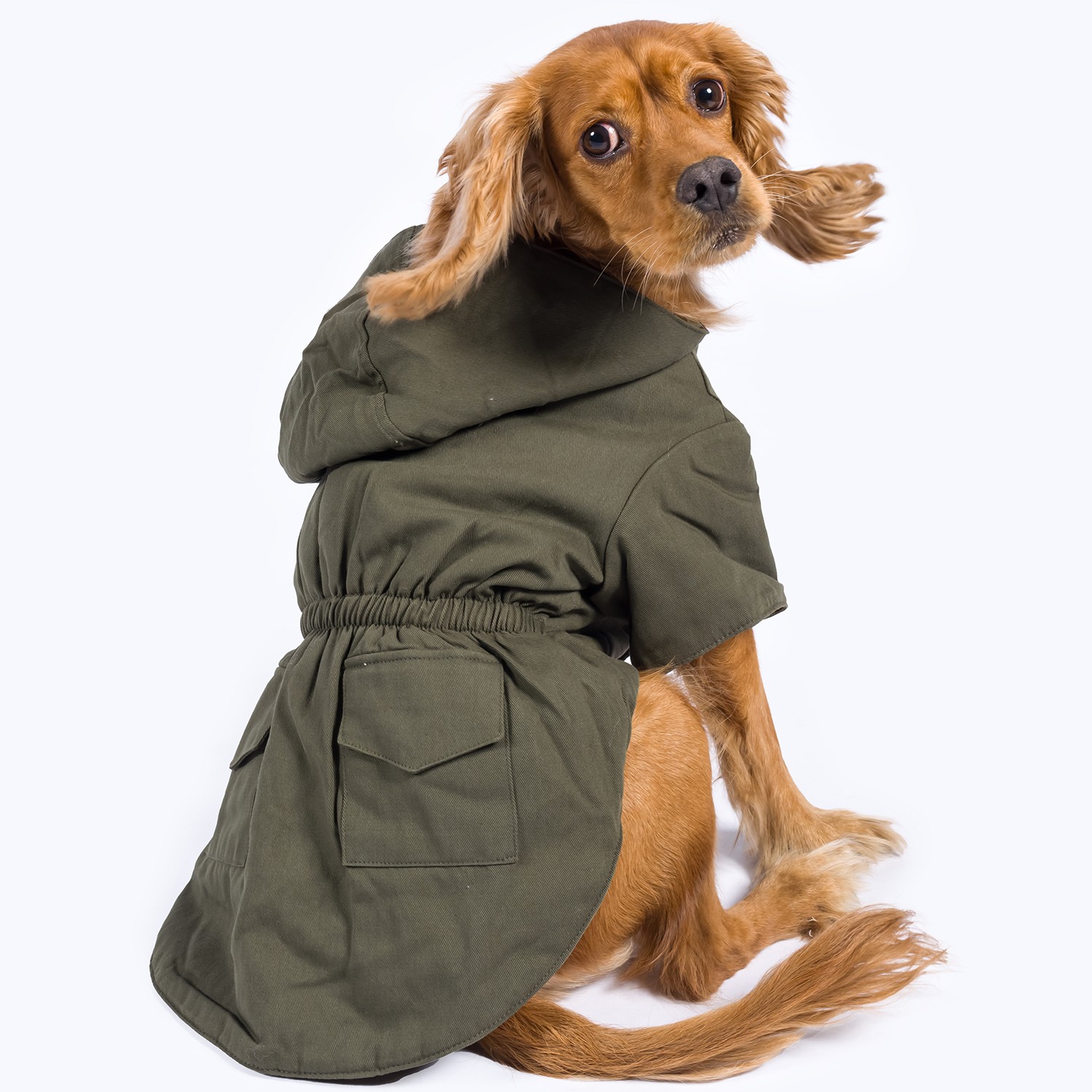 Got Style! | Furry Hooded Dog Coat - Khaki