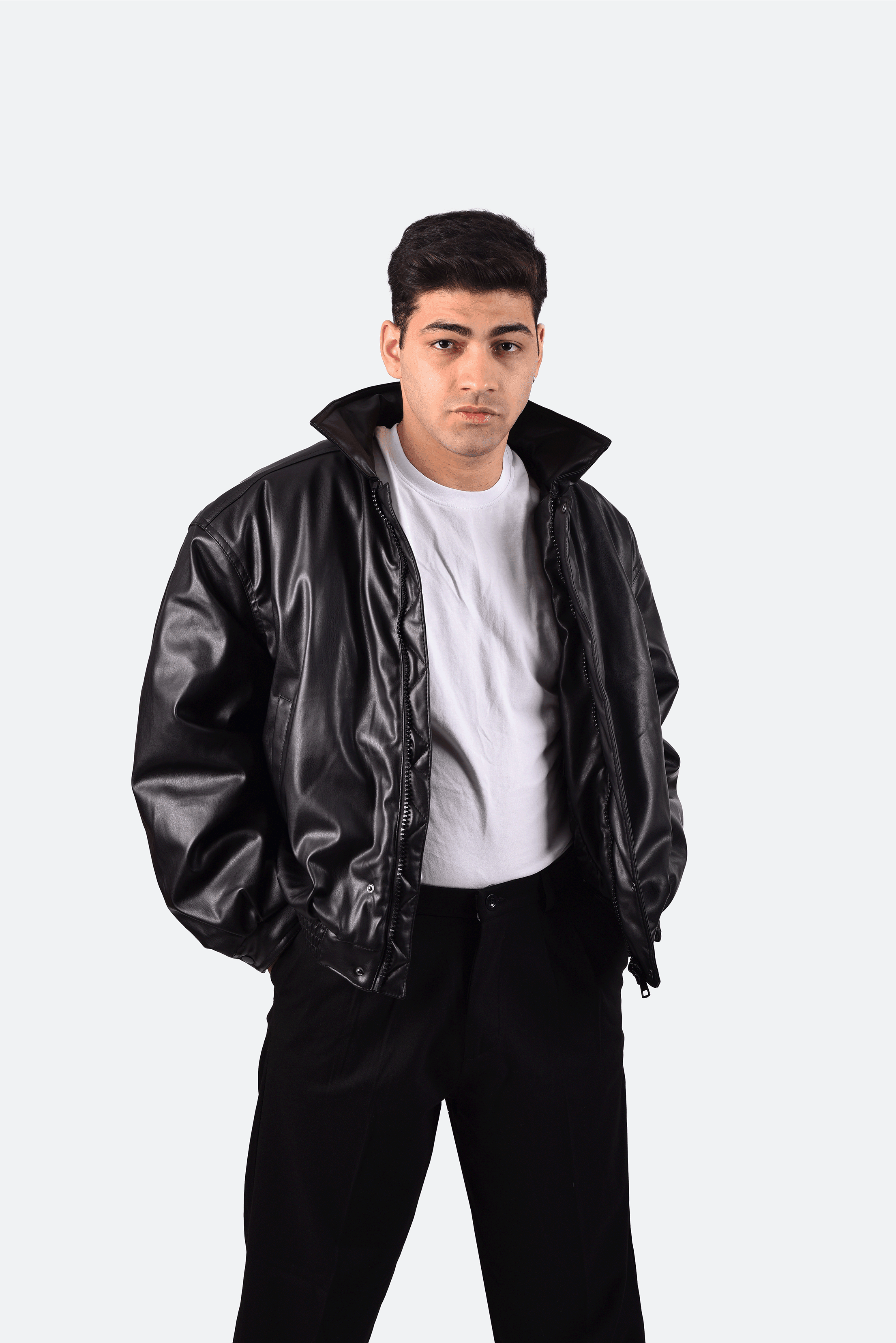 Faux Leather Puffer Jacket