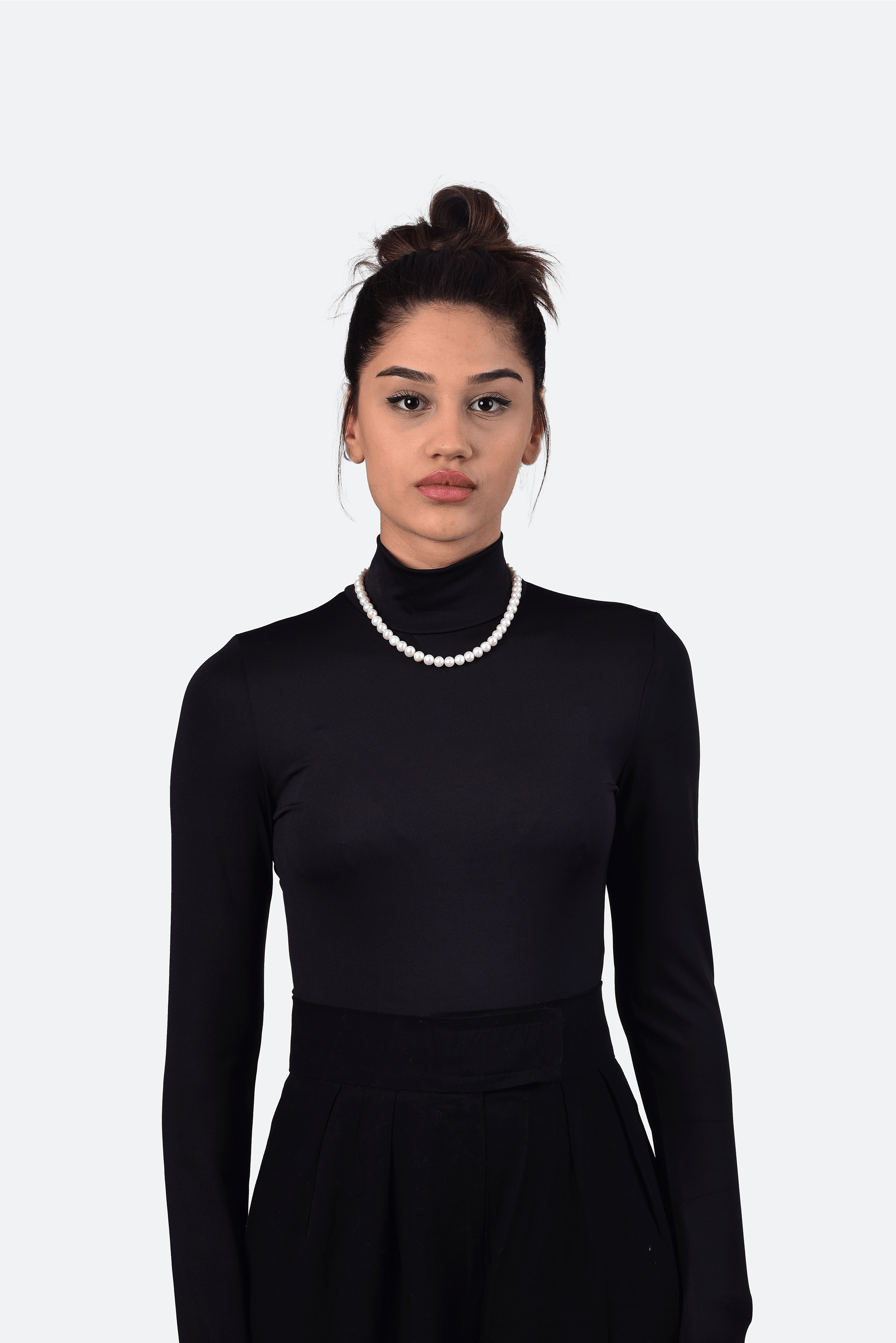  Half Turtleneck Bodysuit - BLACK