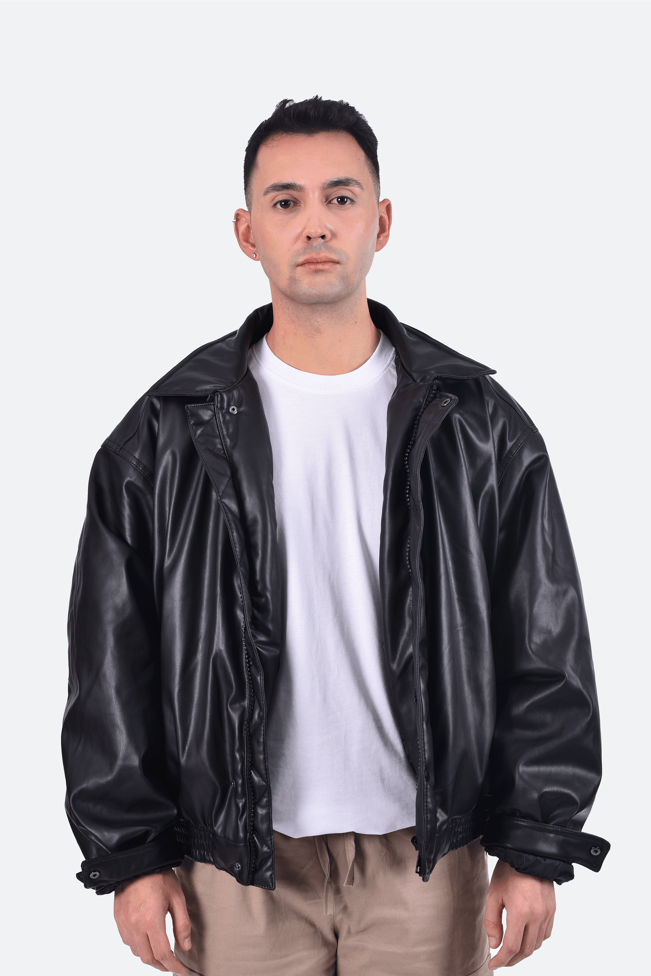 Faux Leather Puffer Jacket