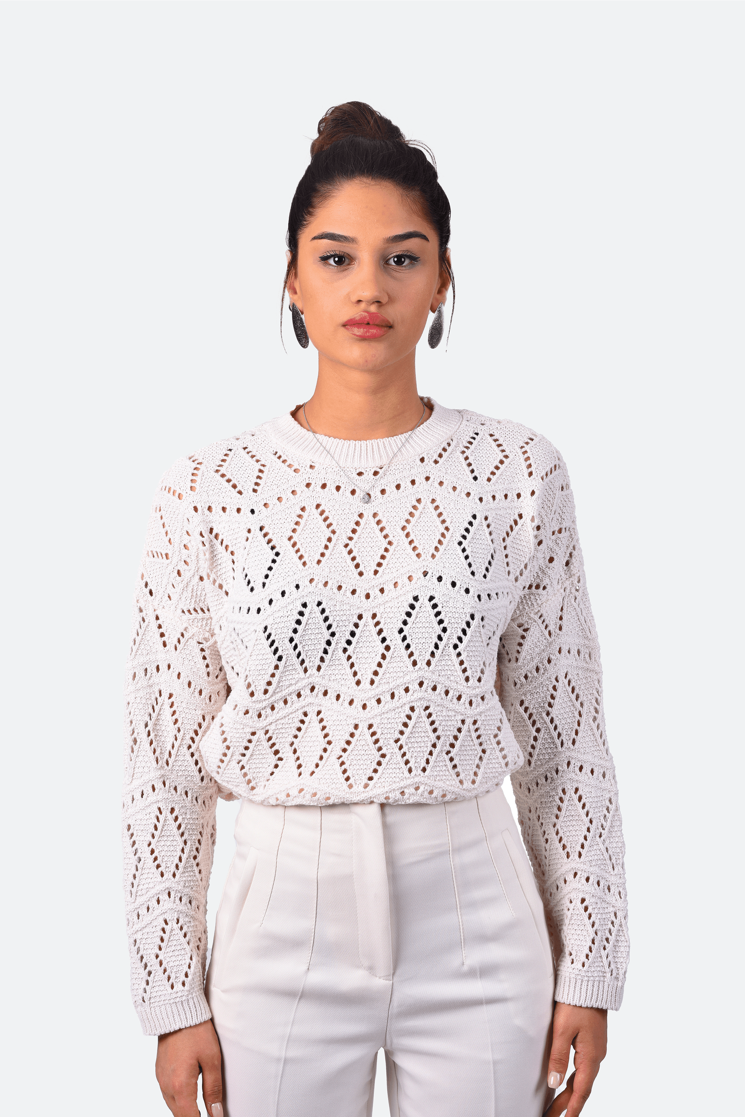 POINELLE KNIT SWEATER WITH DIAMOND PATTERN