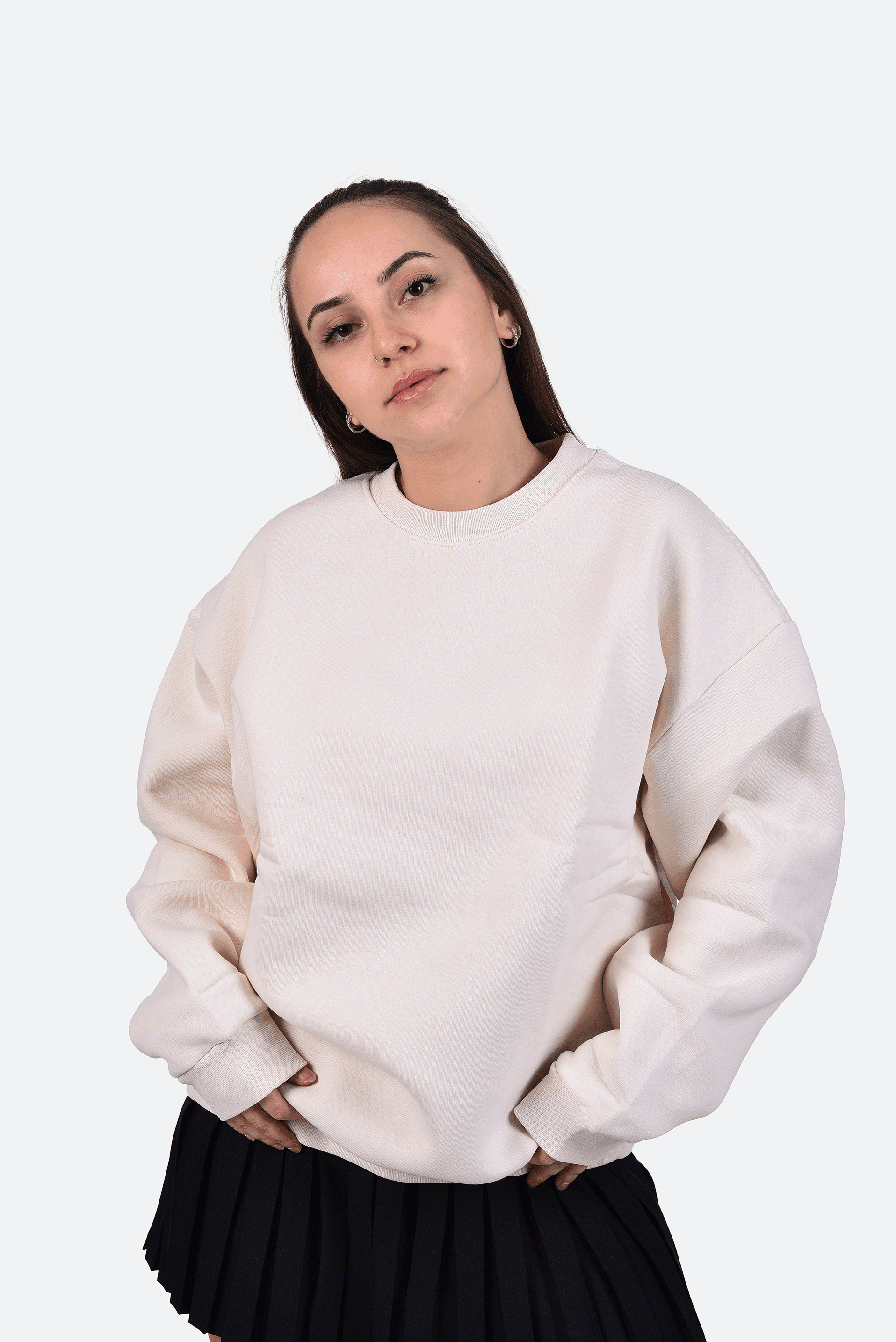 BİSİKLET YAKA SWEATSHIRT - CREAM