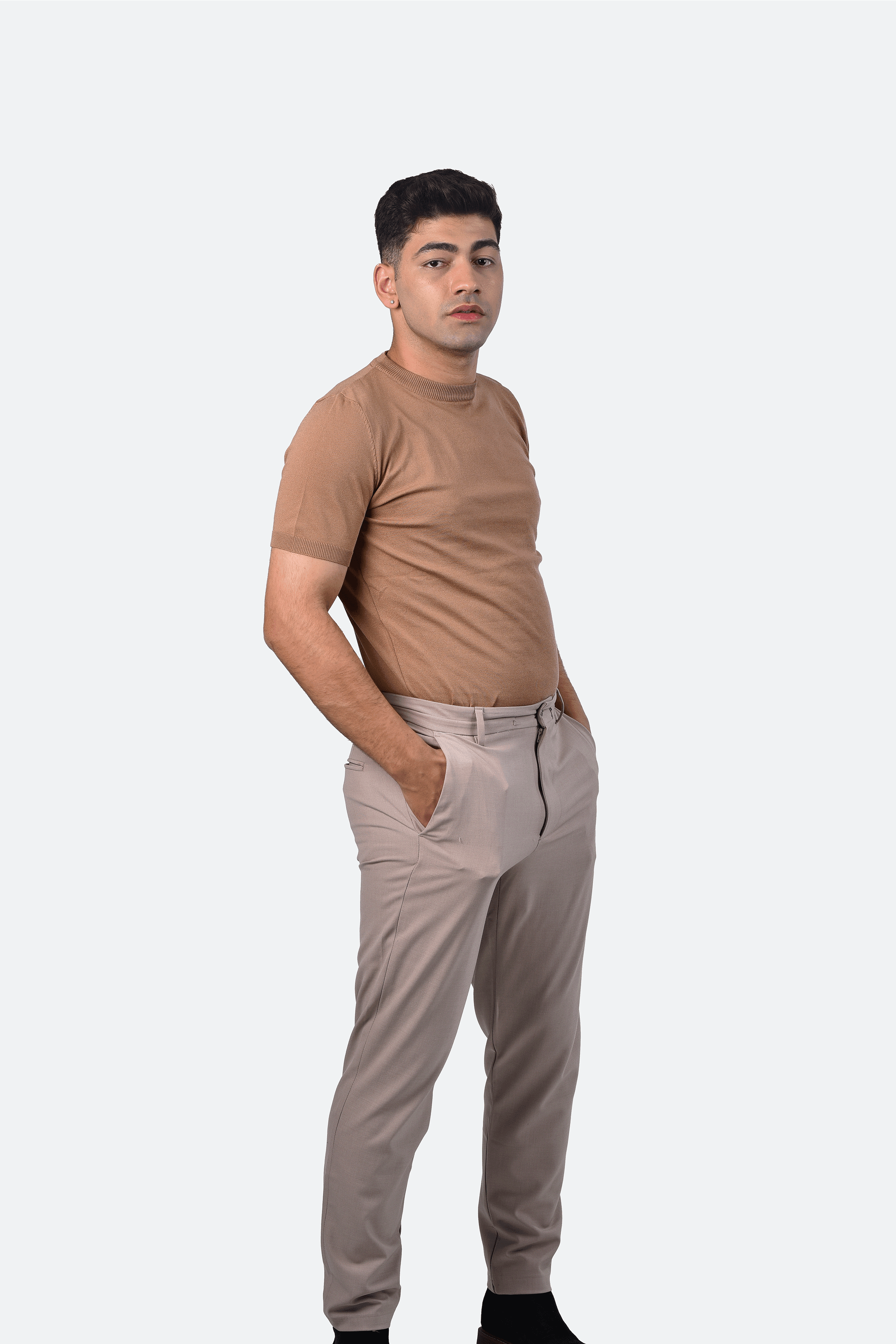 SLIM FIT ANZUGHOSE - BEIGE