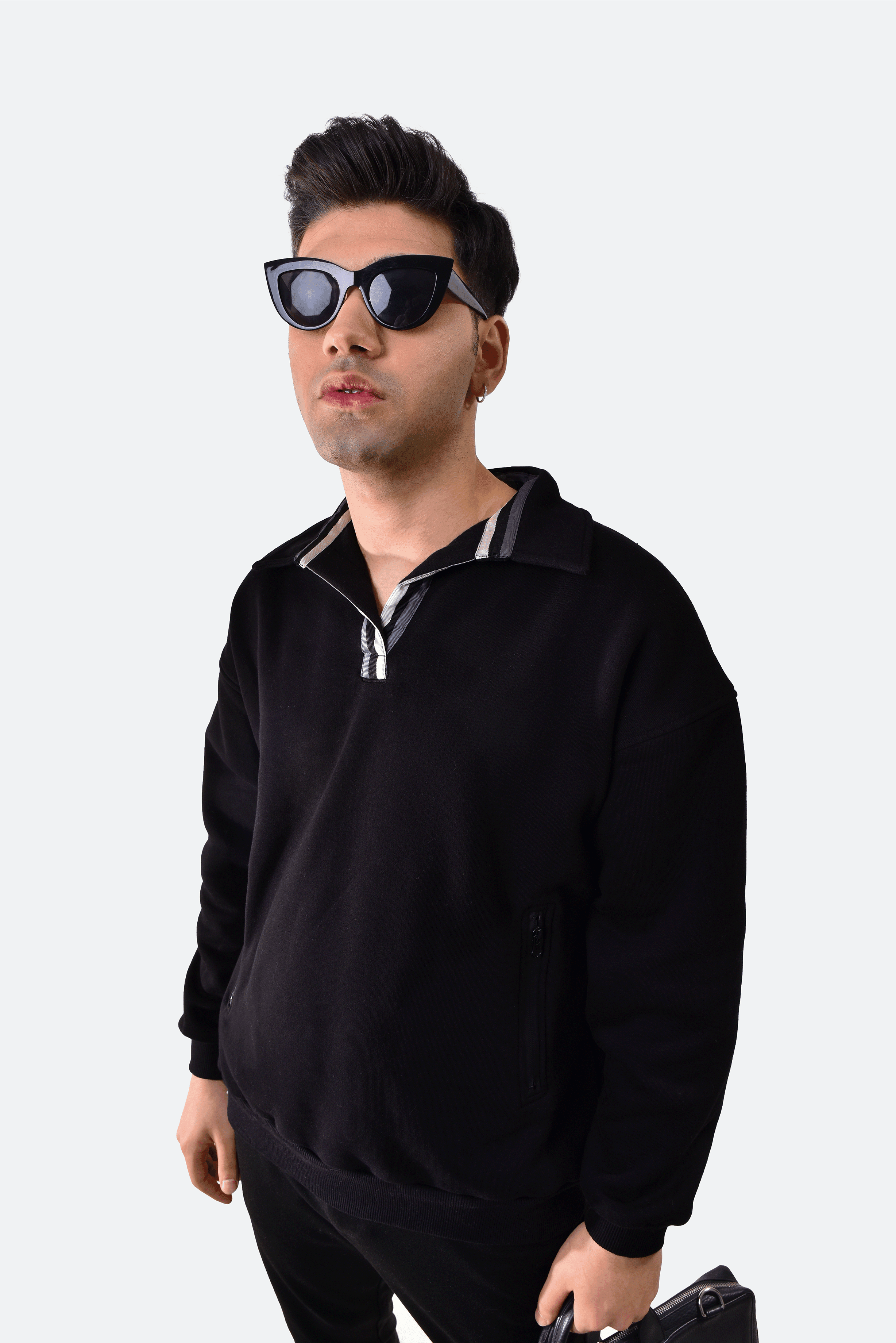 POLO SWEATSHIRT - BLACK