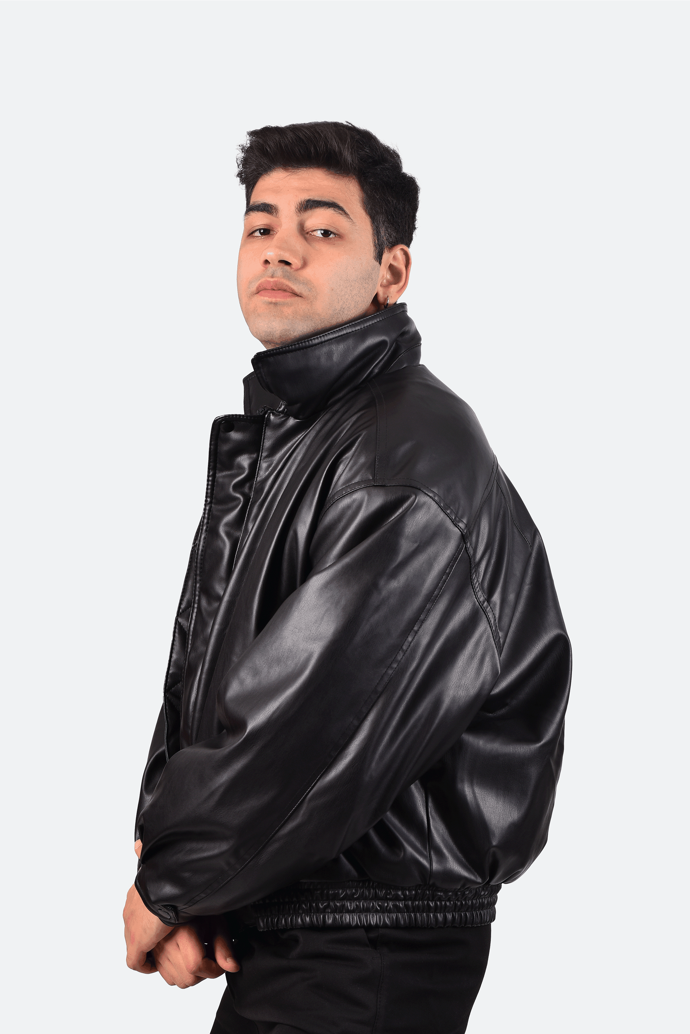 Faux Leather Puffer Jacket