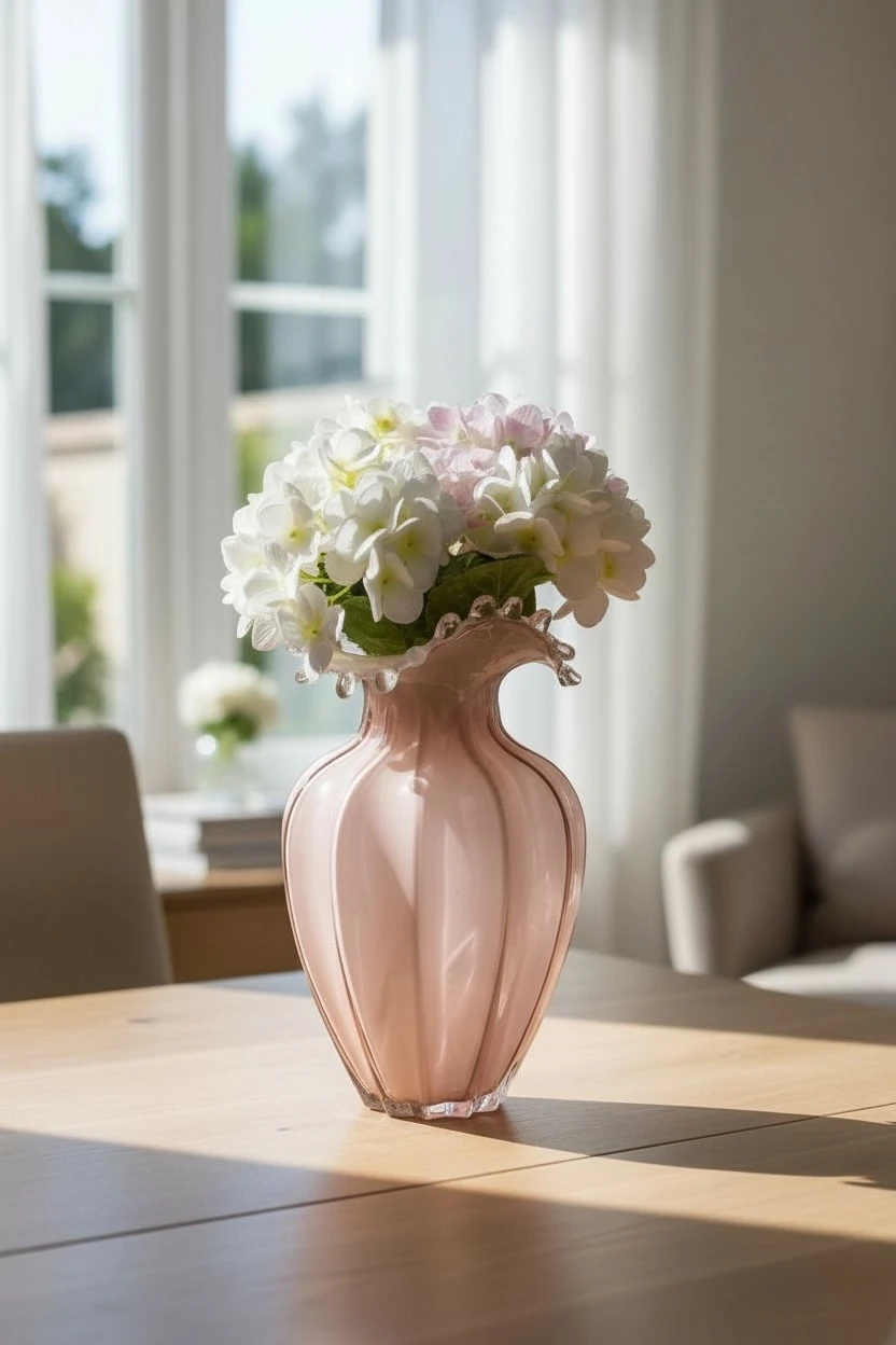 Pembe Dekoratif Cam Vazo - Büyük