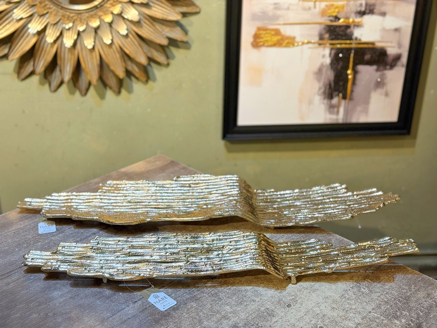 Dekoratif Uzun Tabak Gold
