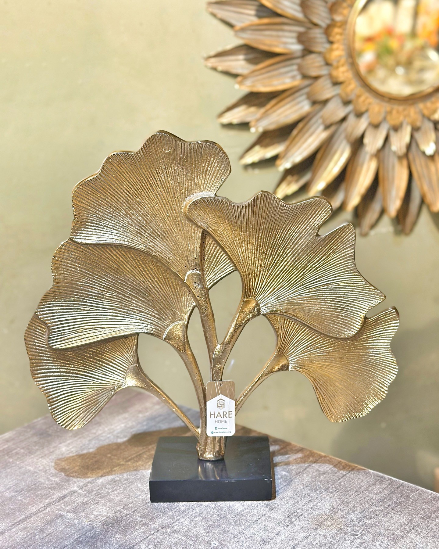 Ginkgo Yaprak Dekoratif Obje Gold