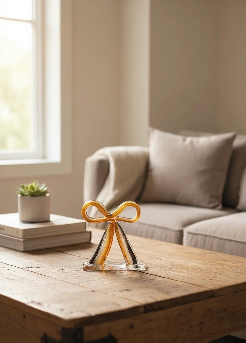 Dekoratif İkili Cam Fiyonk Obje