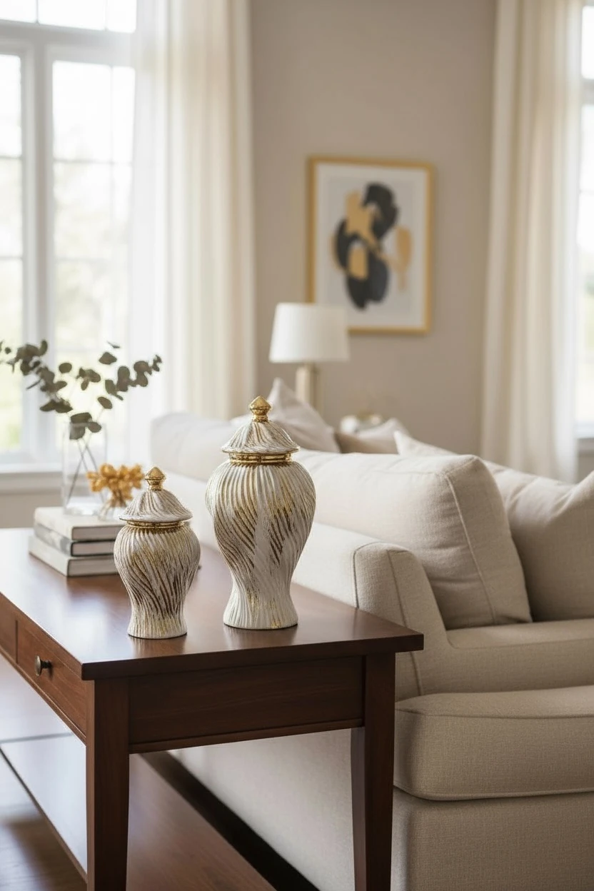 Gold Spiral Desenli Dekoratif Şah Küp