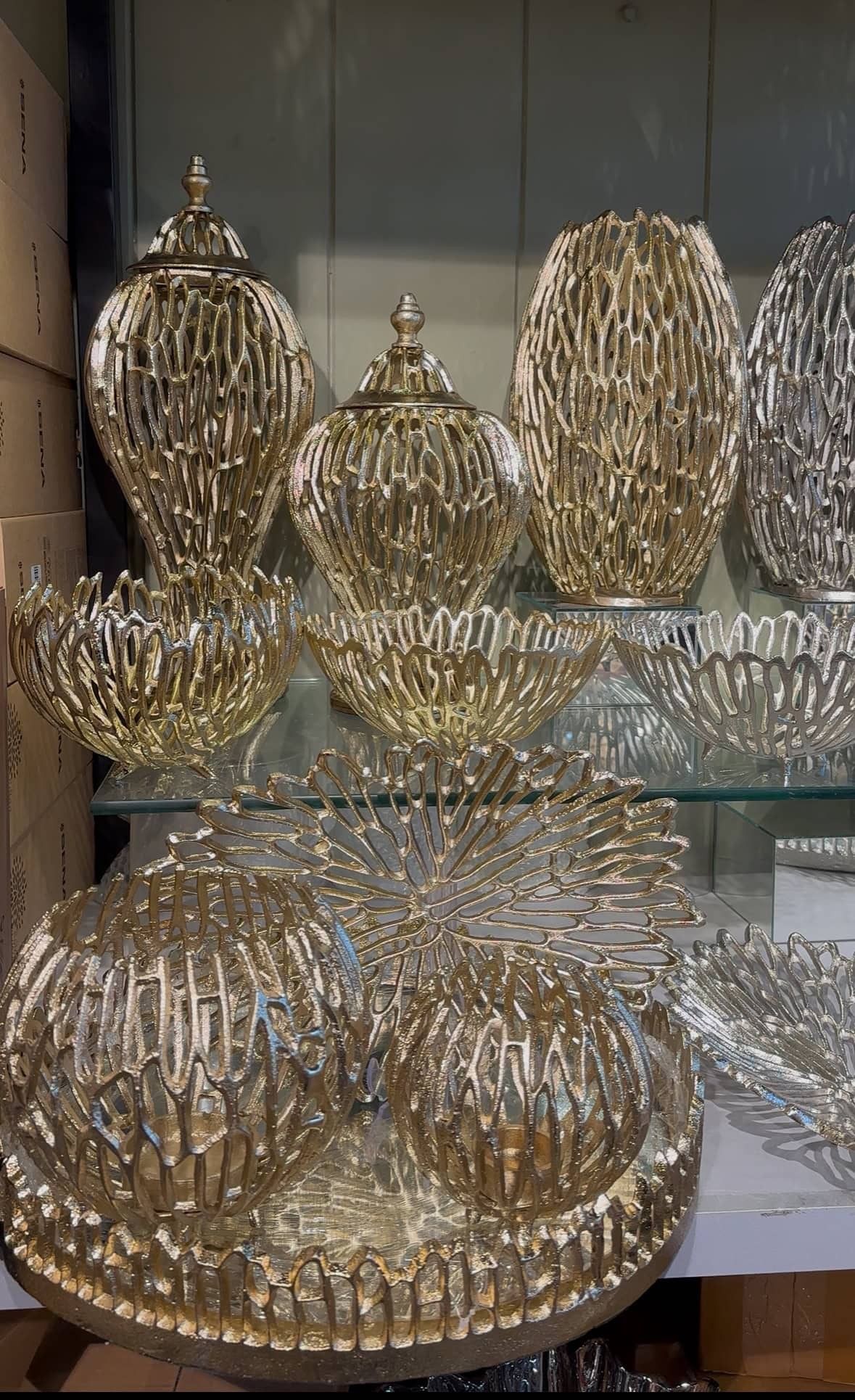 9 Parça Alüminyum Döküm Gold Salon Dekor Seti