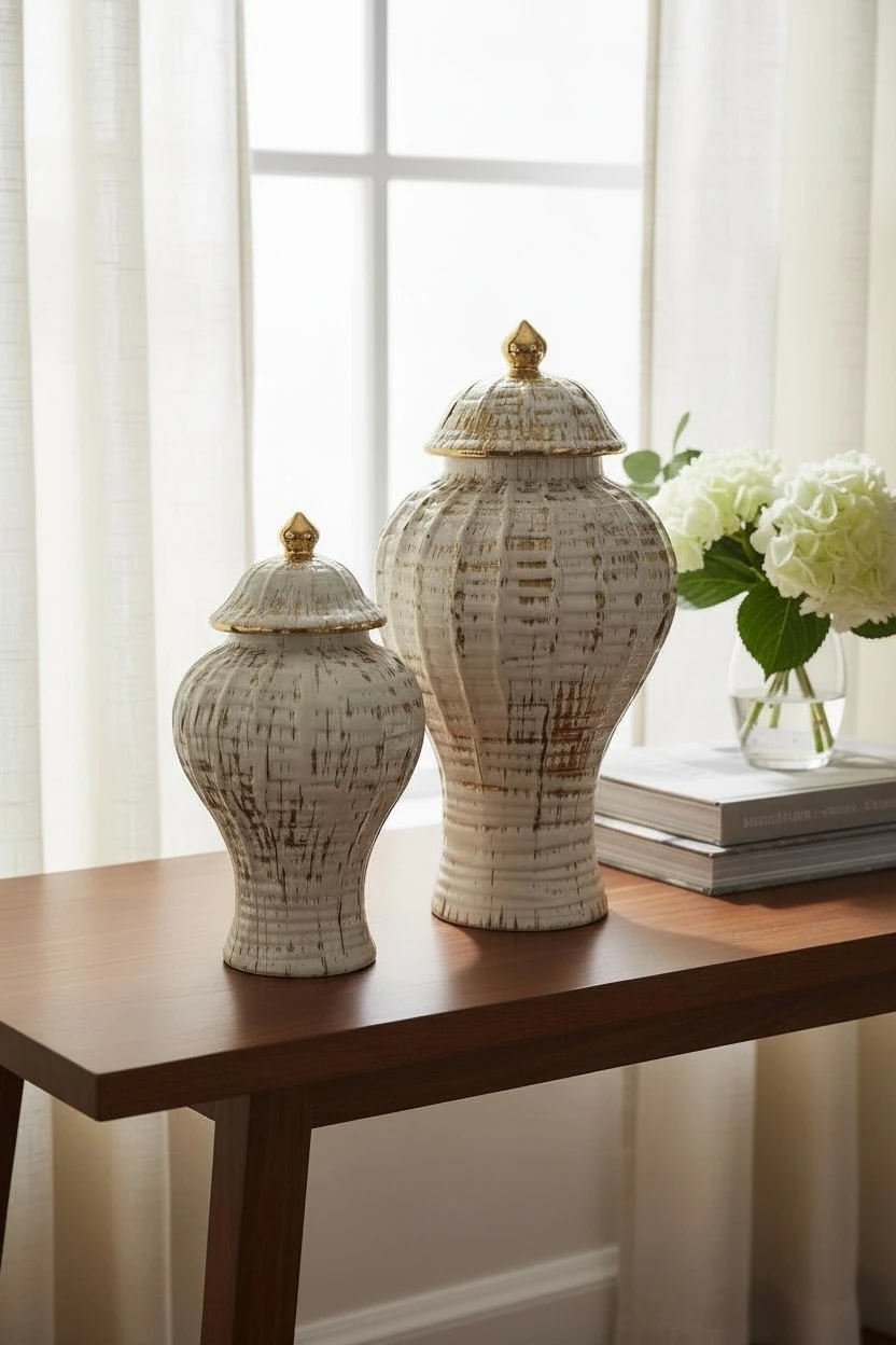 Gold Kare Rölyef Desenli Seramik Şah Küp