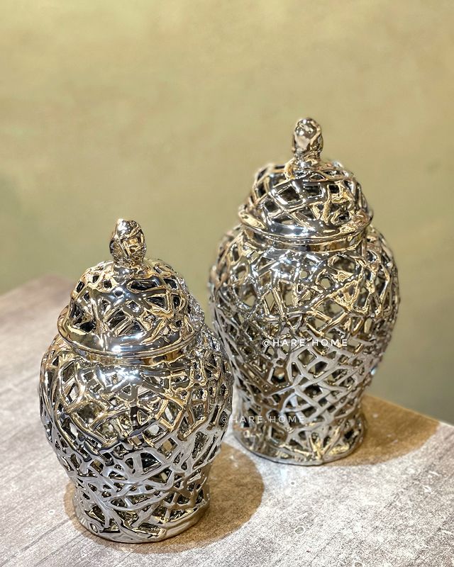 Dekoratif İkili Seramik Şah Küp Gümüş