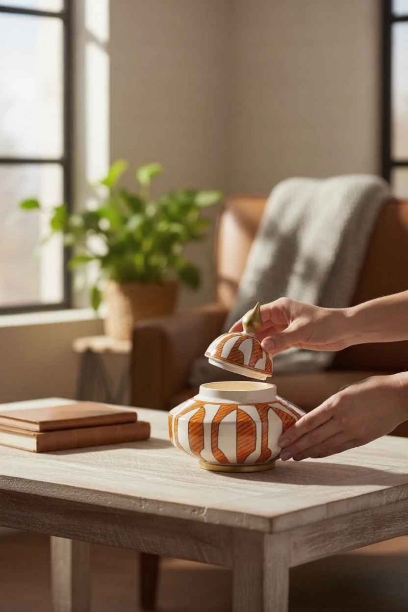 Turuncu Tarama Seramik Küp