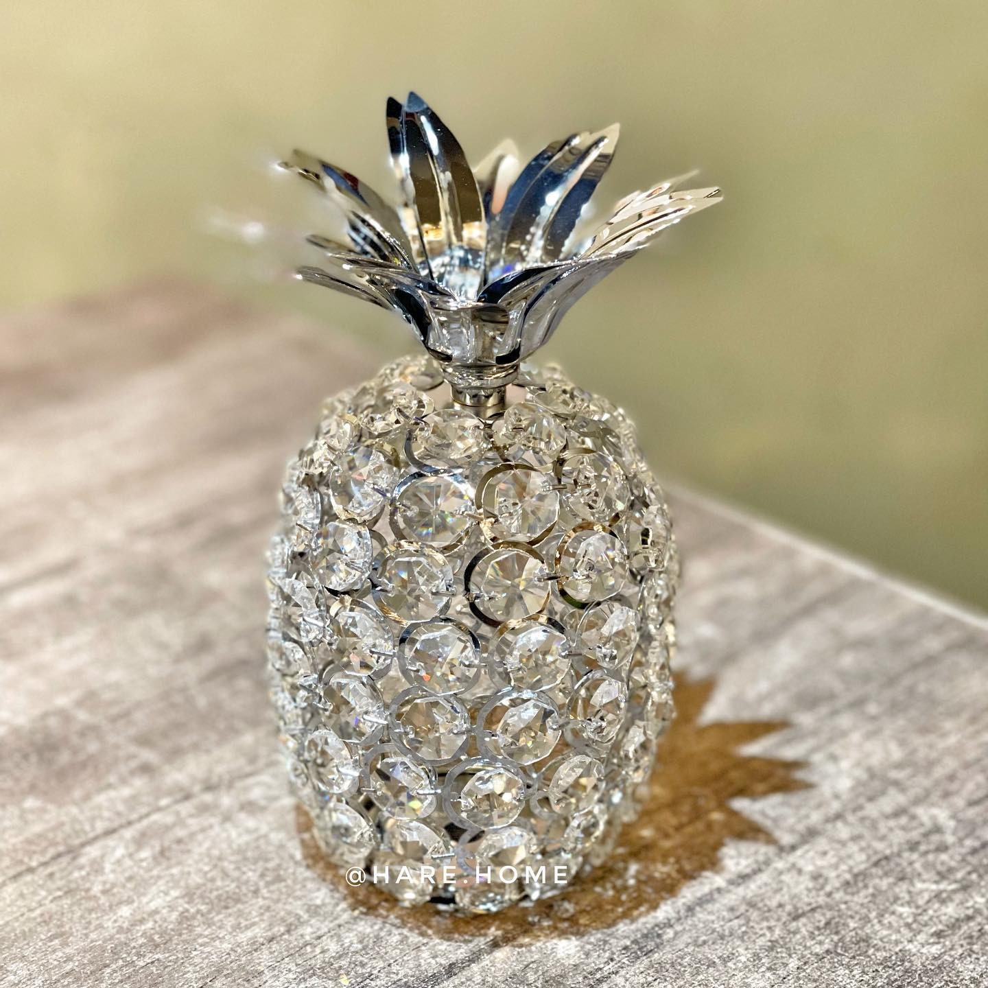Dekoratif Taşlı Ananas Obje Gümüş