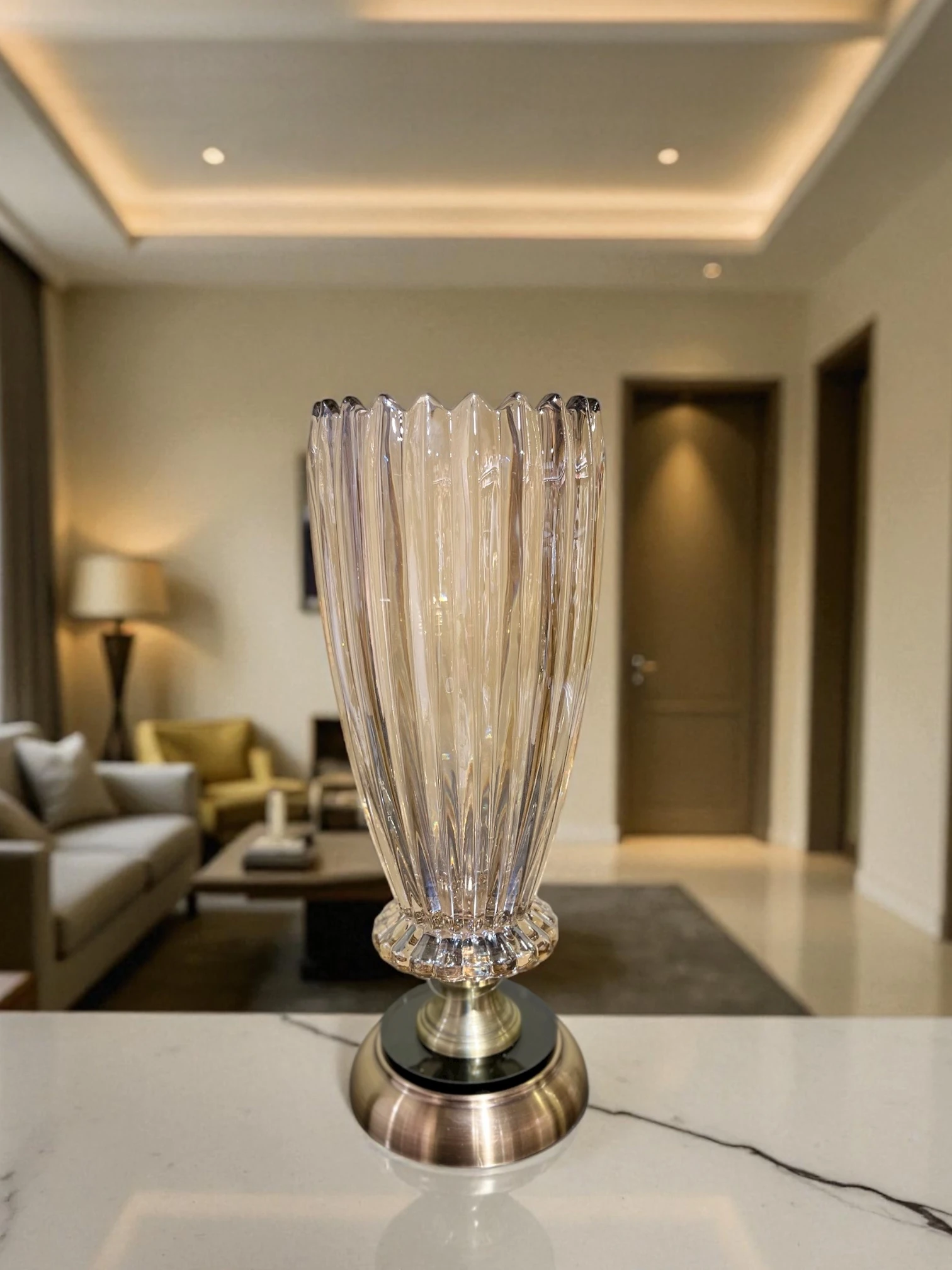 Ayaklı Cam Dekoratif Vazo - Eskitme