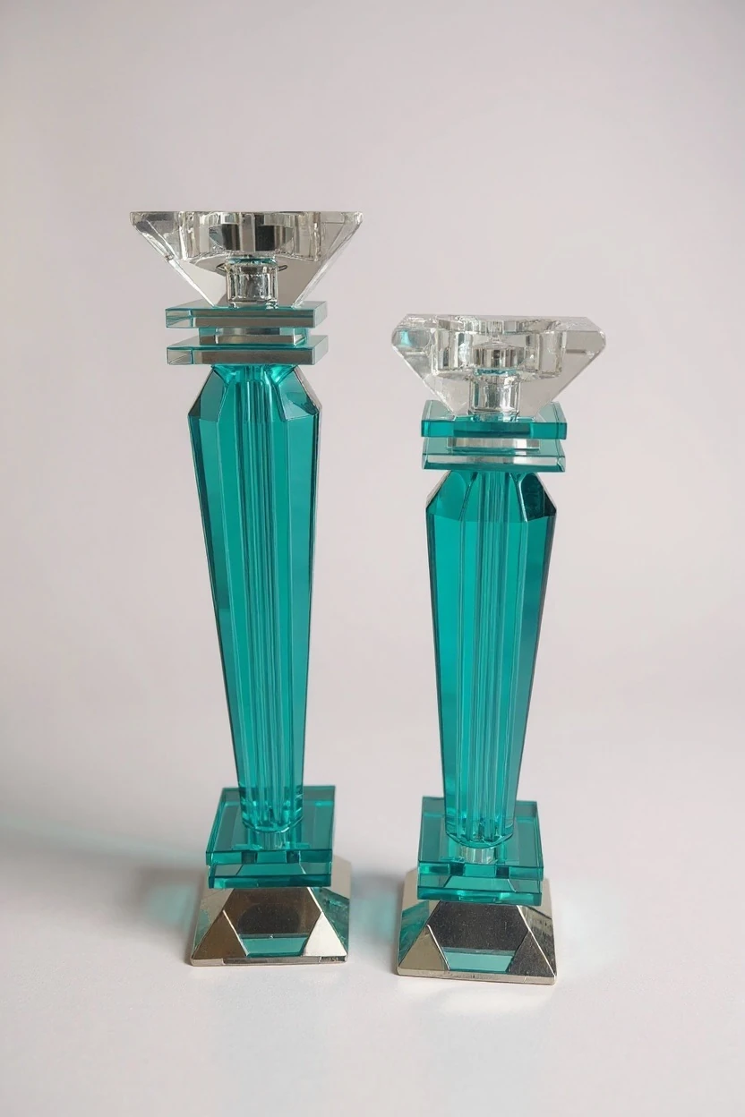 Turkuaz Kristal Şamdan Mumluk