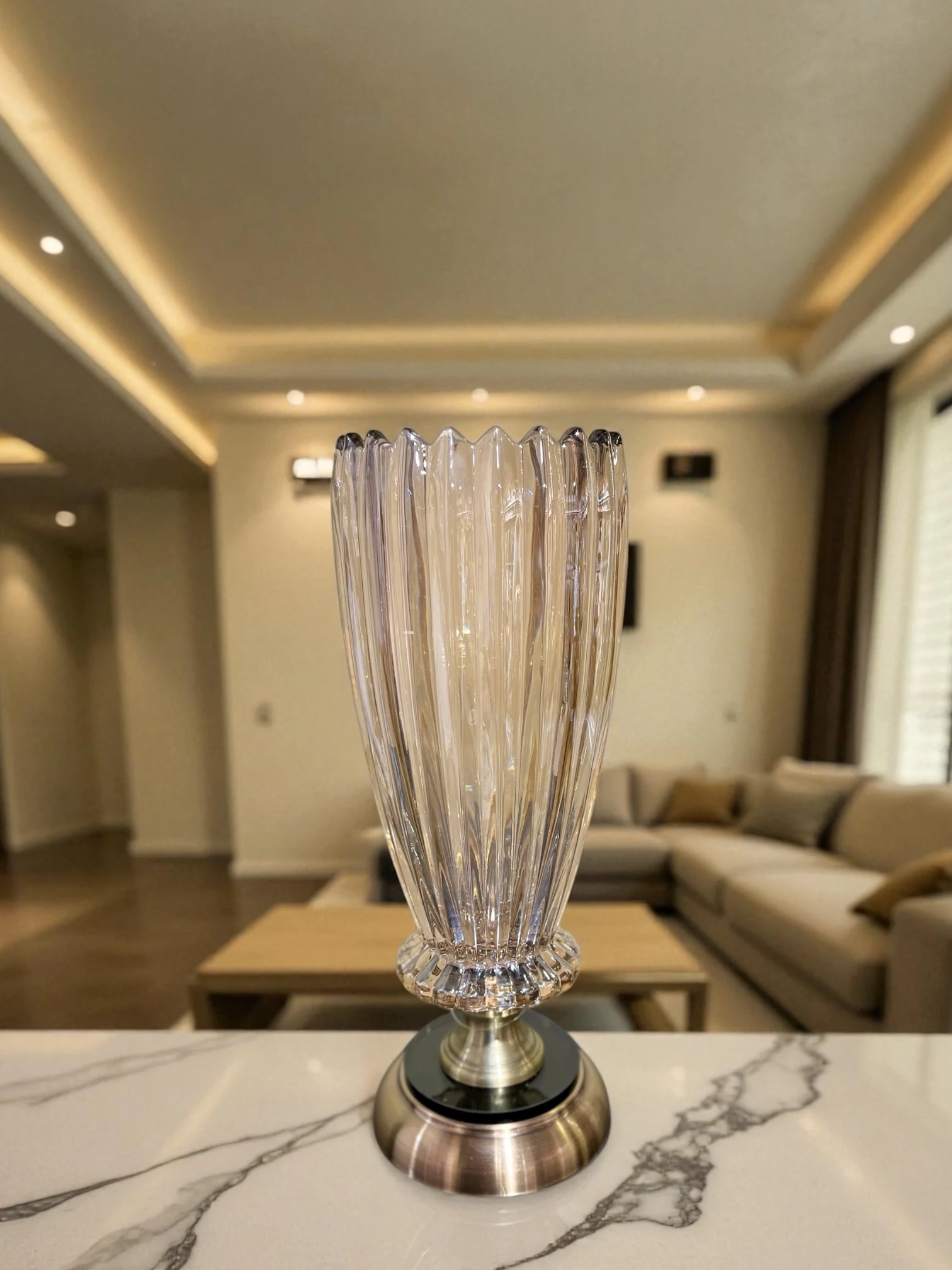 Ayaklı Cam Dekoratif Vazo - Eskitme