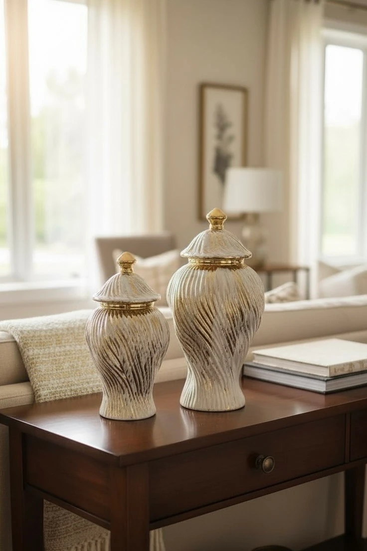 Gold Spiral Desenli Dekoratif Şah Küp