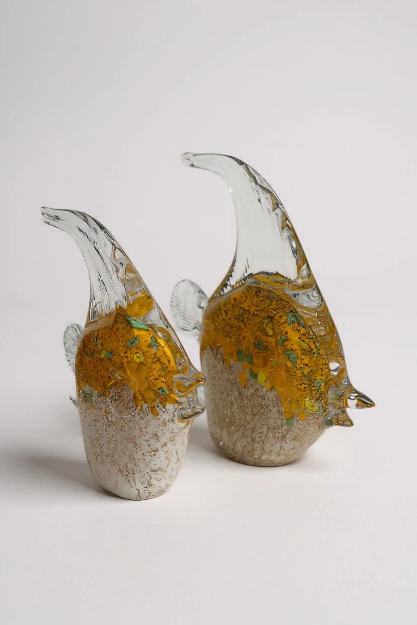 Dekoratif İkili Cam Melek Balığı Sarı