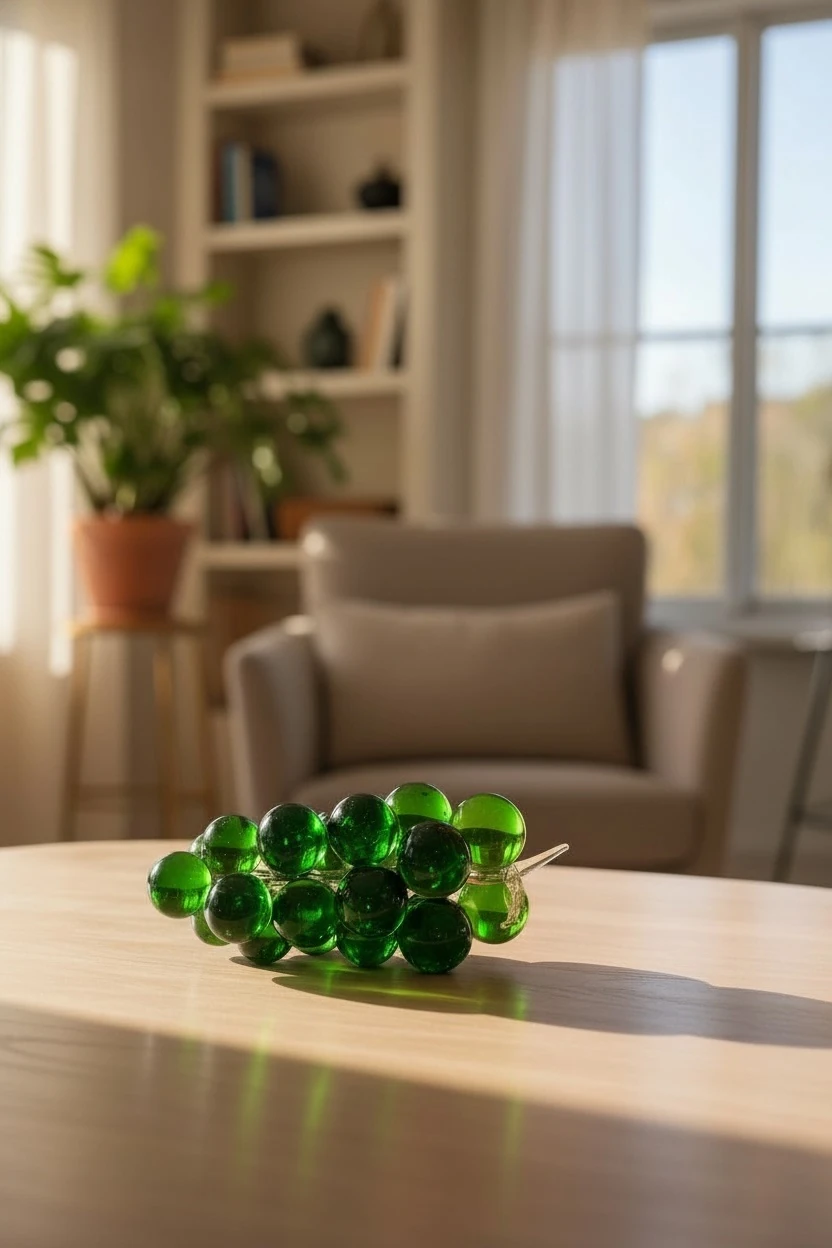 Dekoratif Cam Üzüm - Yeşil