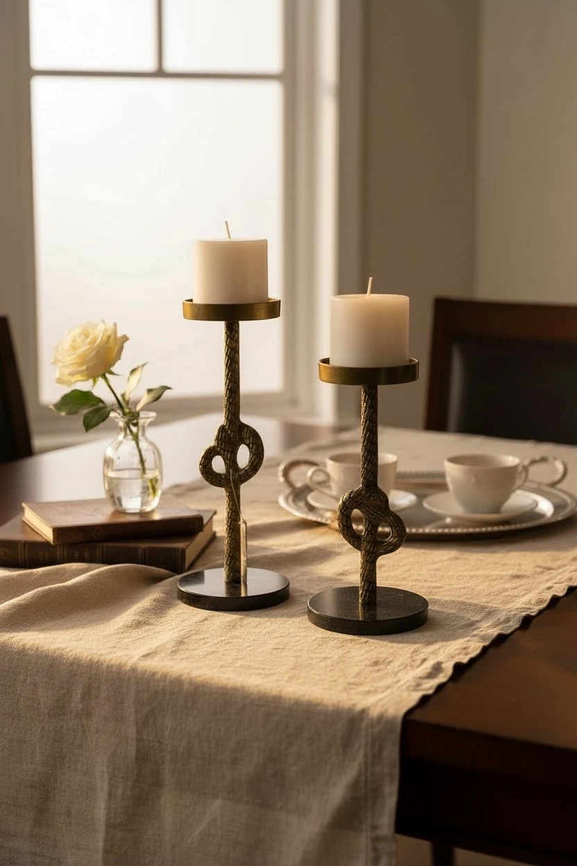 Yılan Formlu İkili Şamdan Mumluk