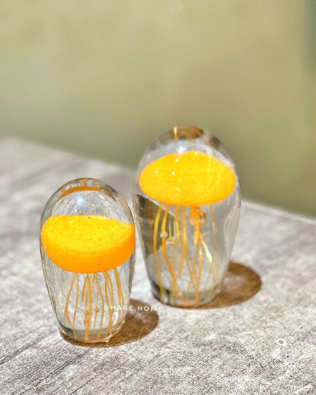 Dekoratif İkili Cam Denizanası Obje Sarı