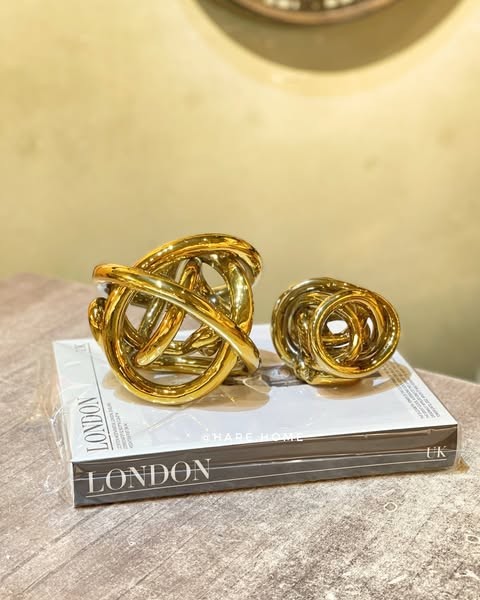 2'li Cam Sarmal Düğüm Obje Gold