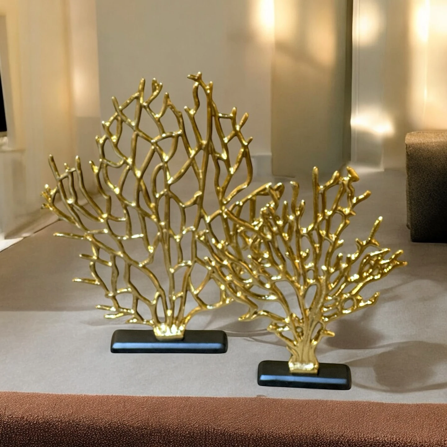 İkili Mercan Ağaç Dekor Gold