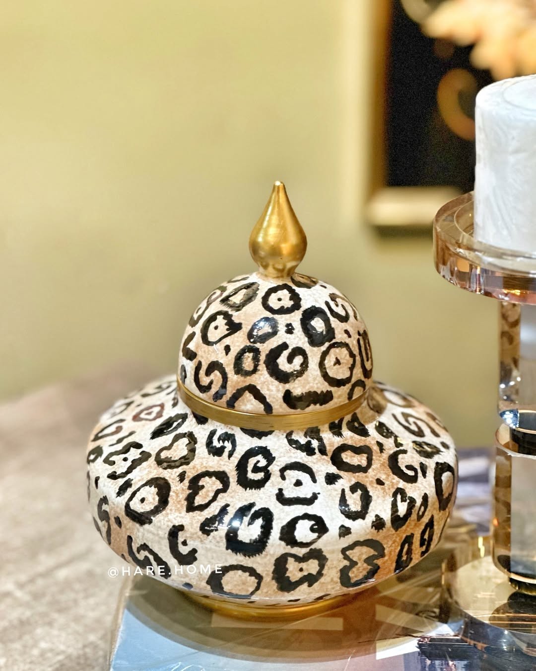 Leopar Desenli Dekoratif Şah Küp