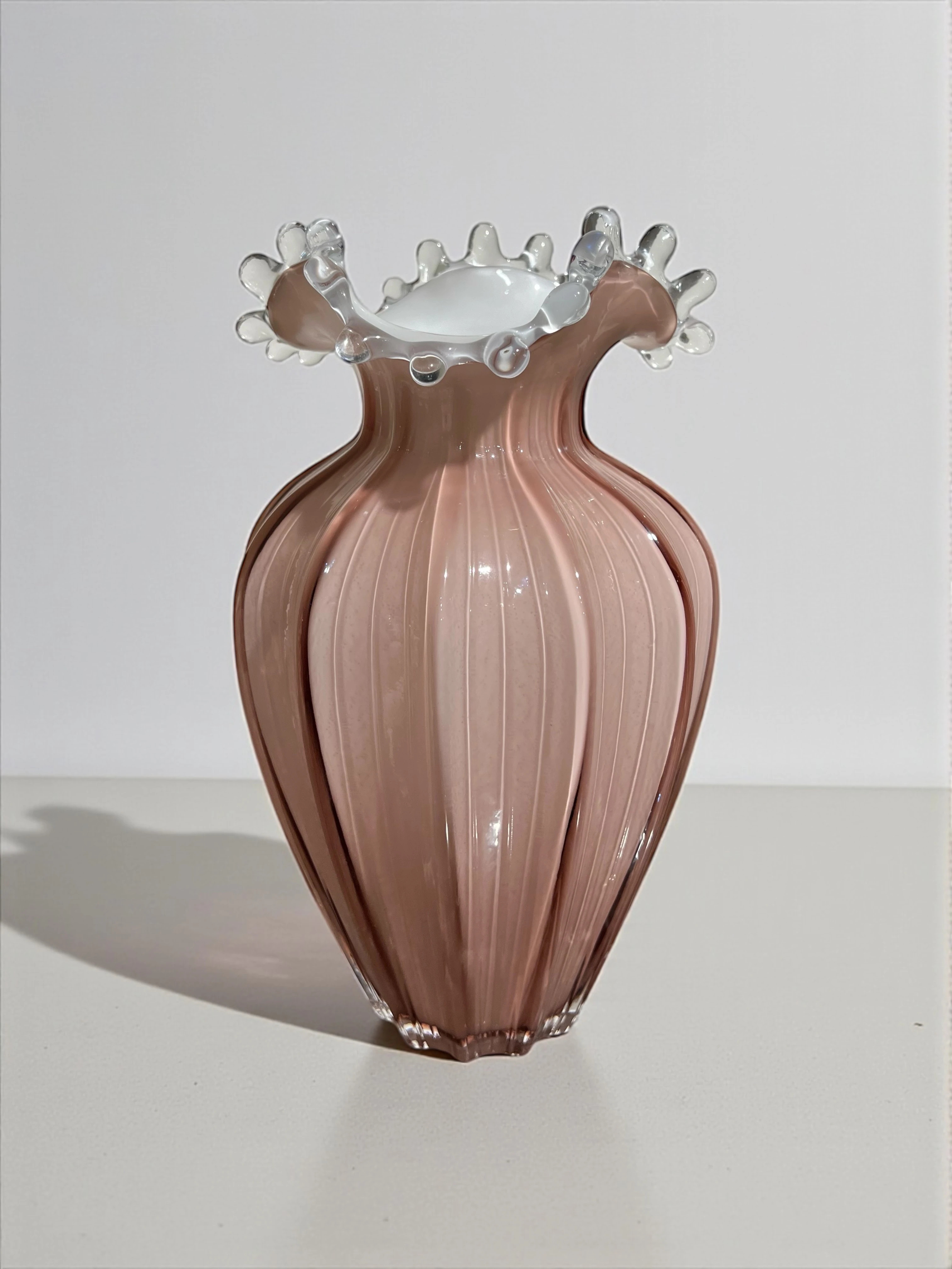 Pembe Dekoratif Cam Vazo - Küçük