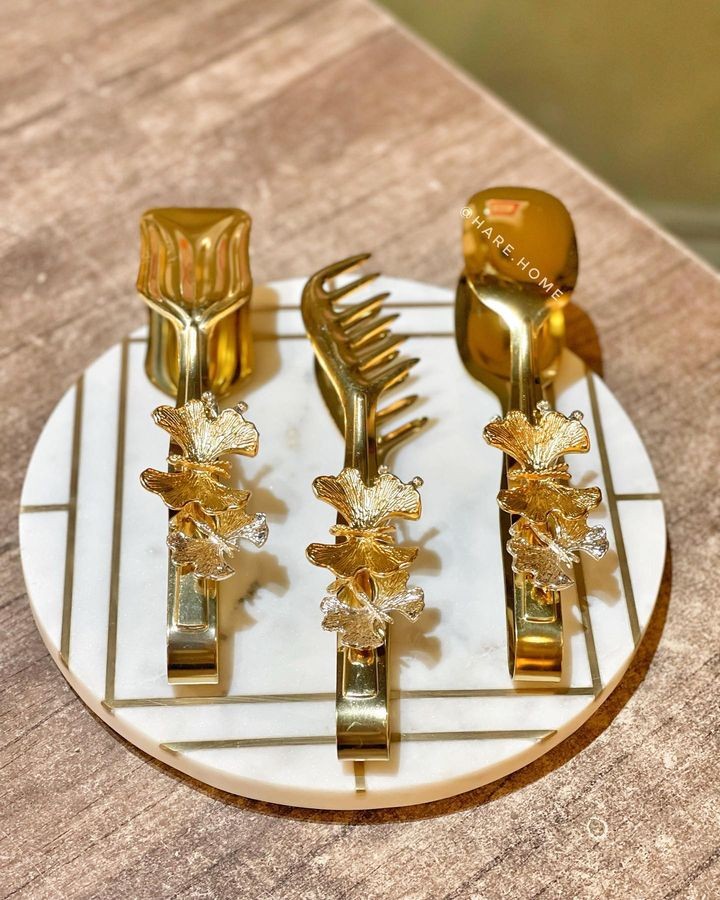 3'lü Servis Maşası Seti Gold