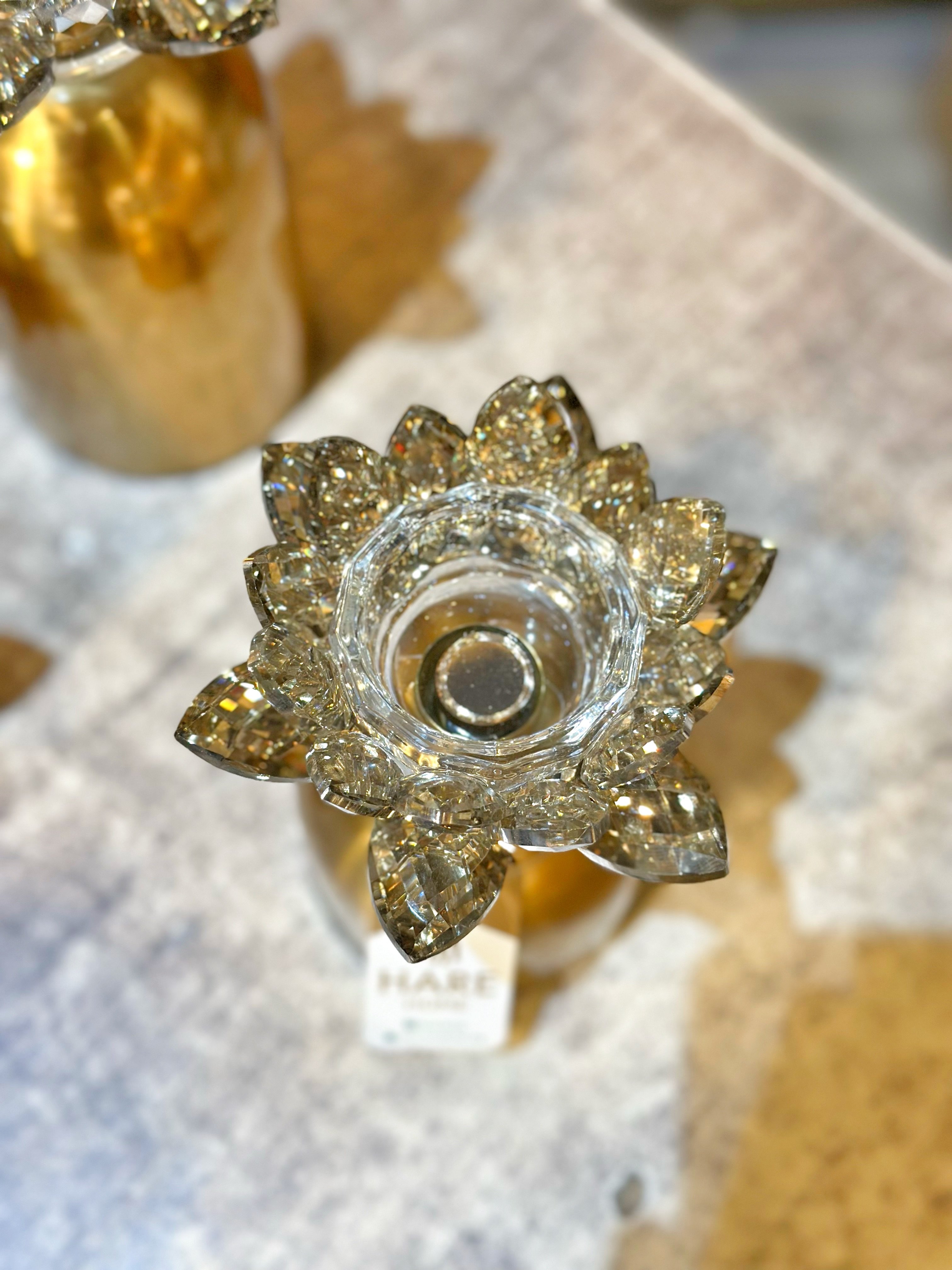 Üçlü Kristal Lotus Mumluk - Eskitme