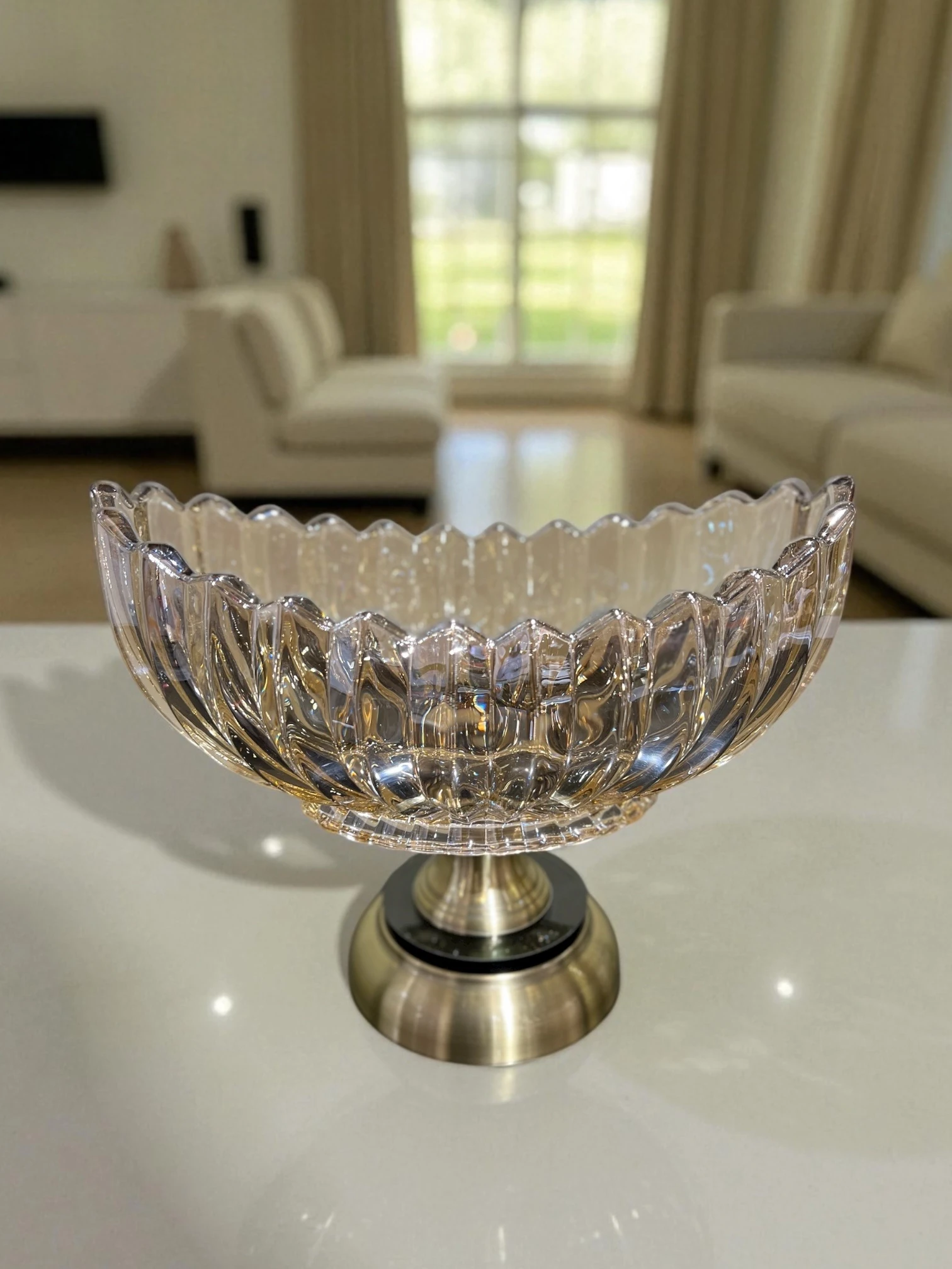 Ayaklı Yuvarlak Cam Kase - Eskitme