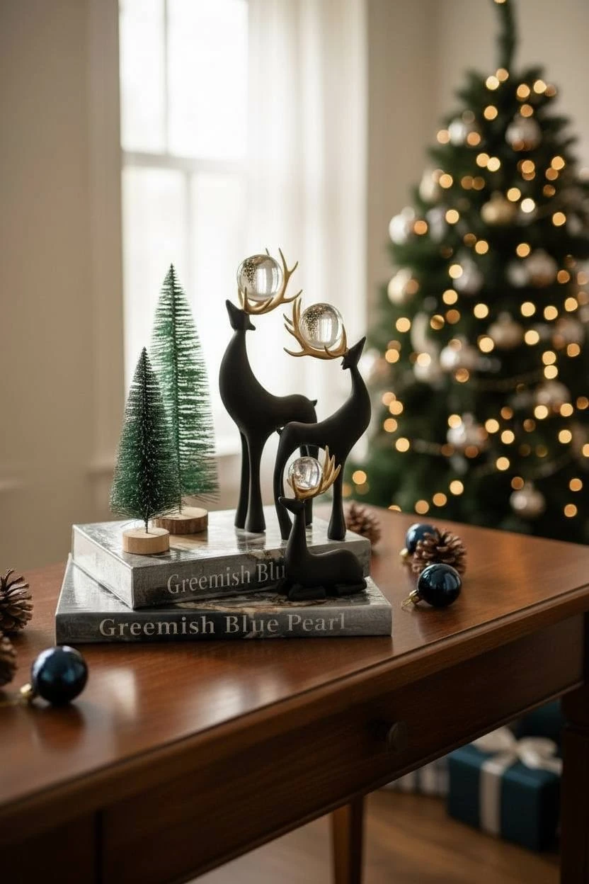 Üçlü Dekoratif Geyik Biblo