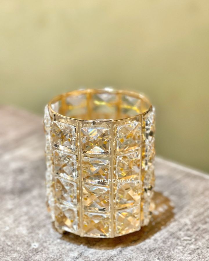 Gold Kristal Taşlı Mumluk Küçük Boy