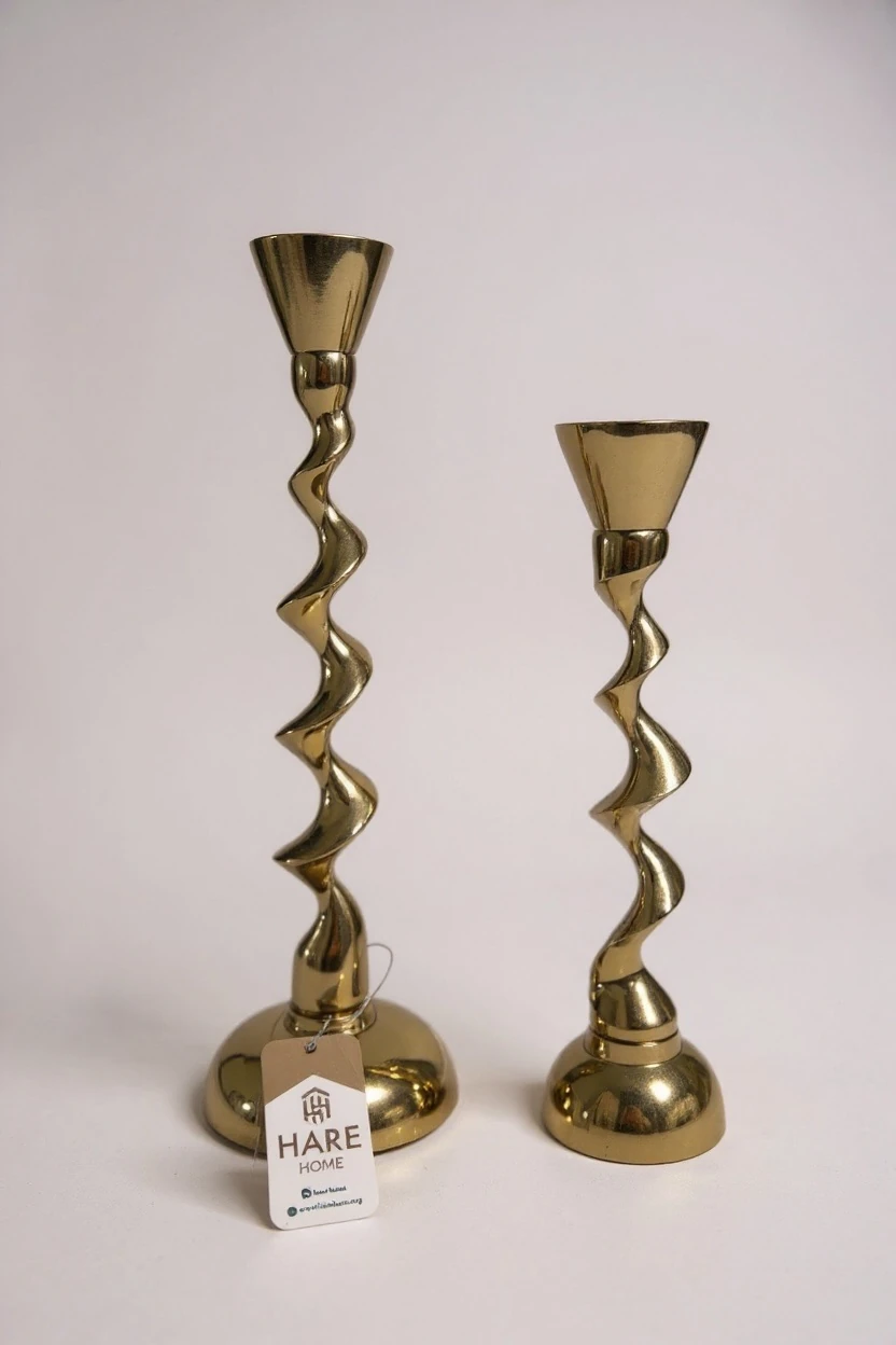 İkili Spiral Şamdan Gold