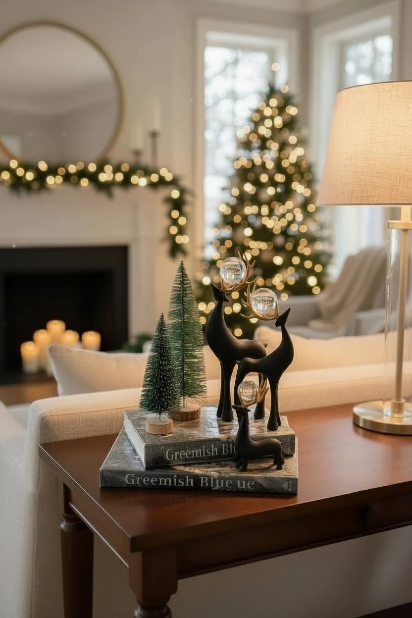 Üçlü Dekoratif Geyik Biblo - Siyah