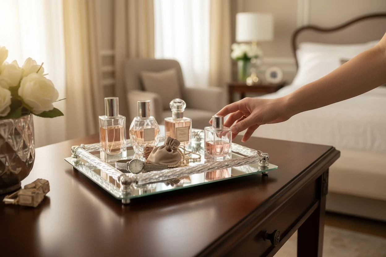 Aynalı Sunum Tepsisi - Gümüş