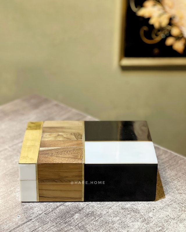 Pirinç İşlemeli Dekoratif Damalı Kutu