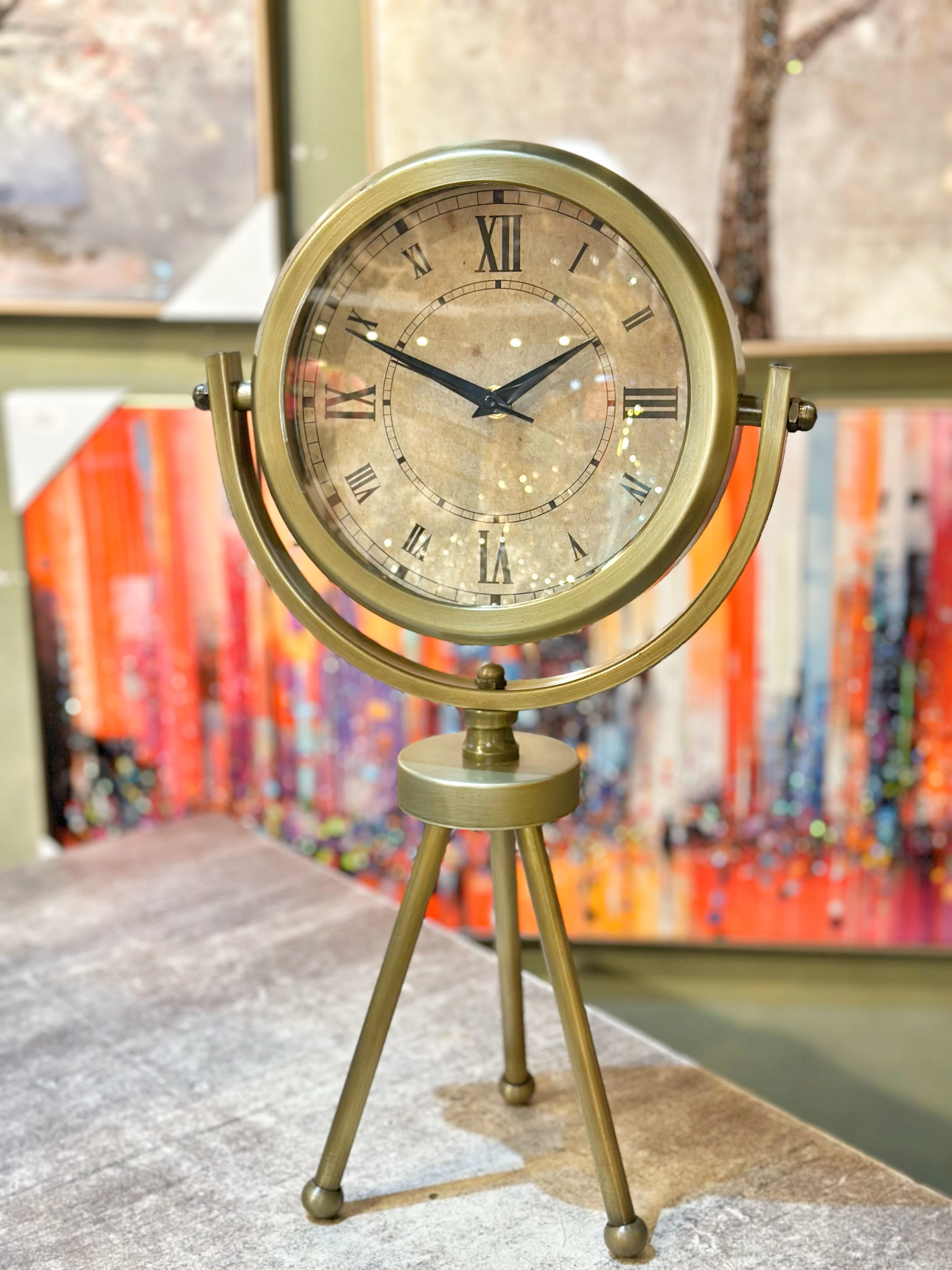 Tripod Ayaklı Dekoratif Masa Saati - Eskitme
