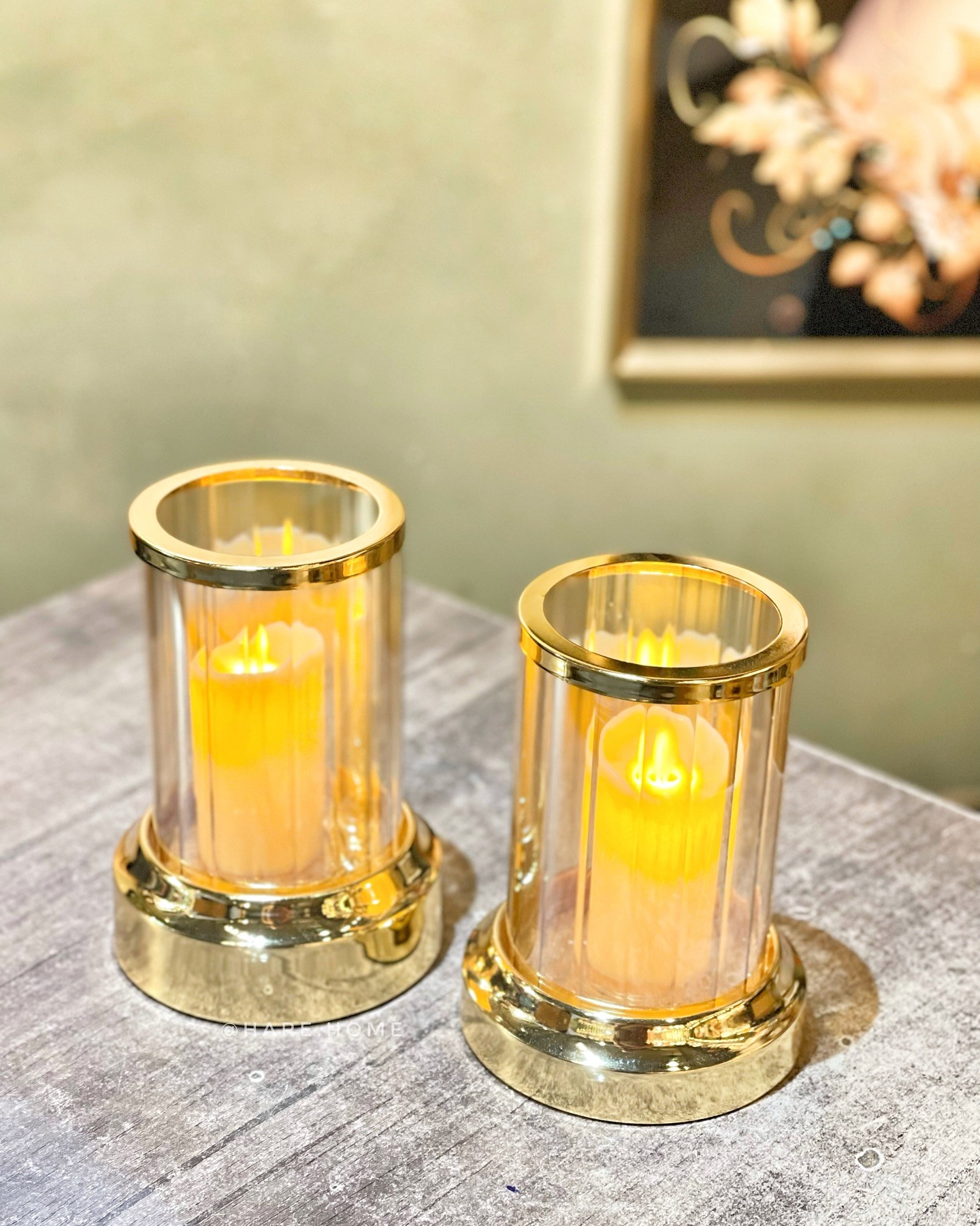 Dekoratif İkili Silindir Mumluk Gold