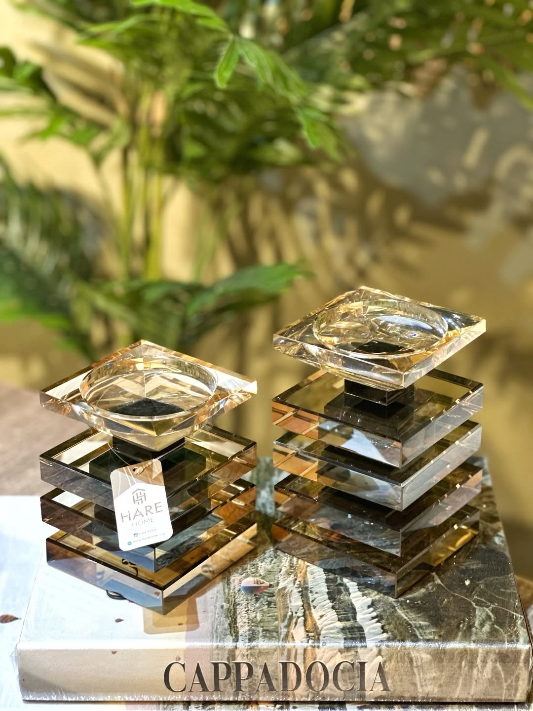 Katmanlı Kristal Cam Şamdan Seti